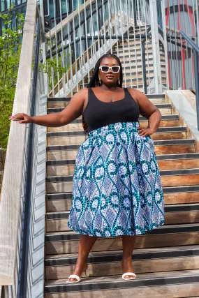 New in African Print Box Pleat Midi Skirt - Tammy