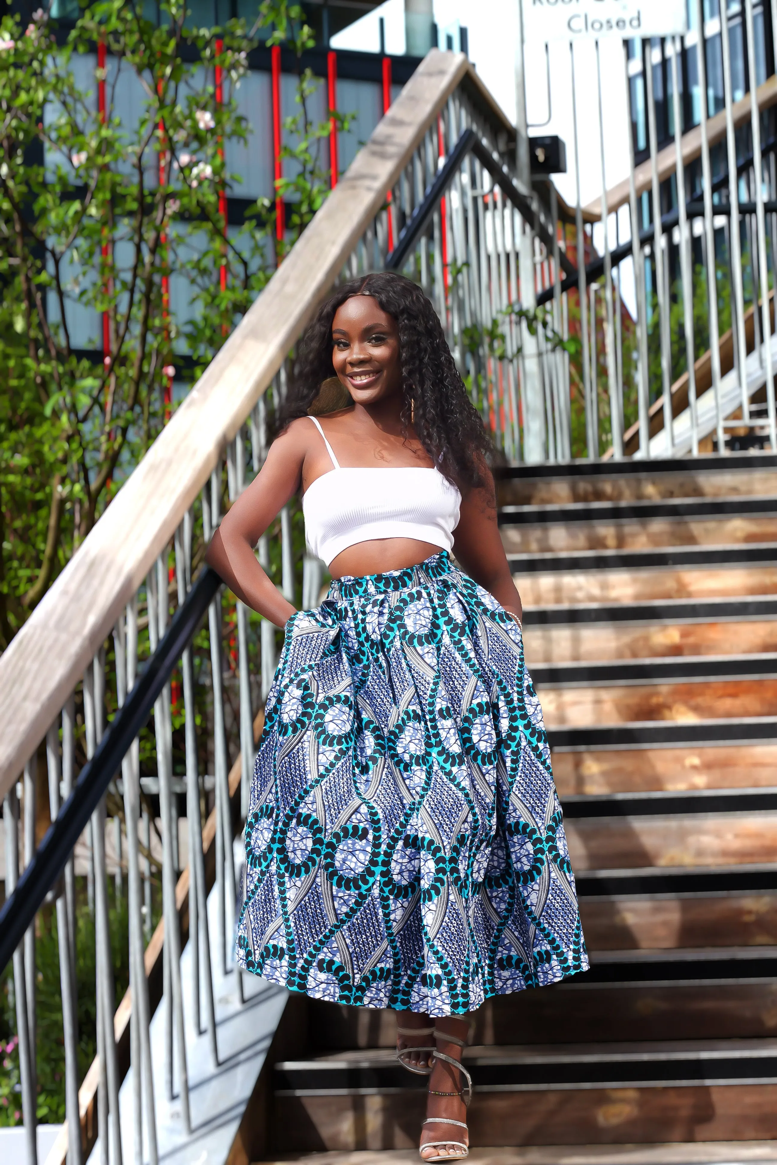 New in African Print Box Pleat Midi Skirt - Tammy