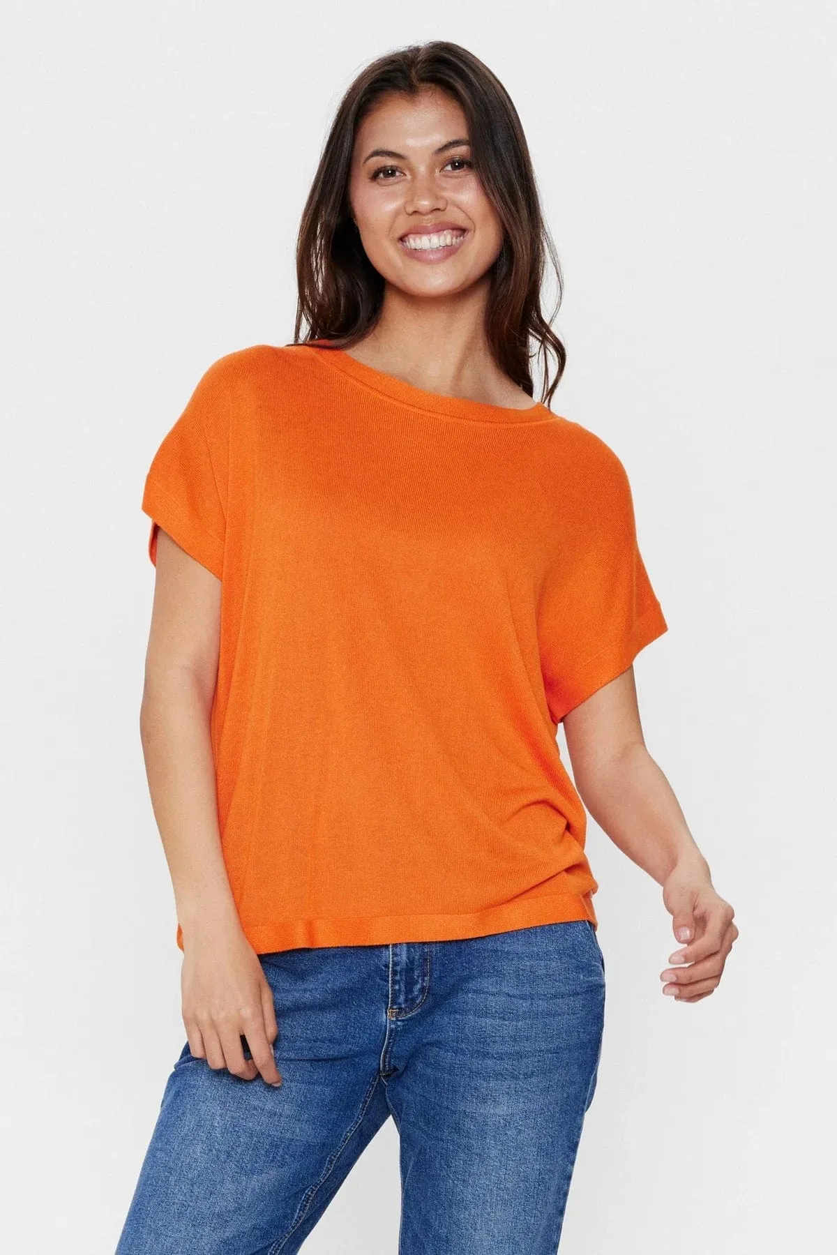 Numph Boxy Light Knit Bright Orange