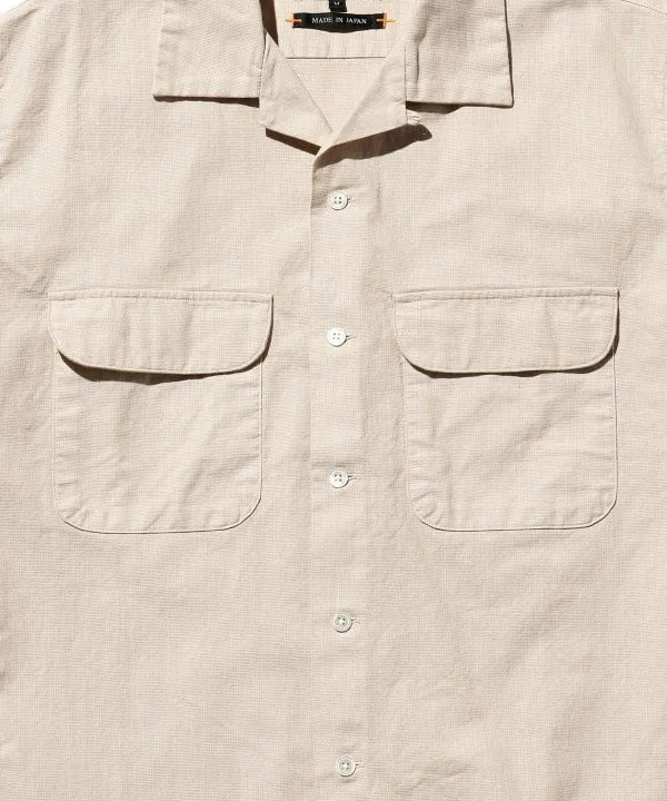 Open Collar Cotton Linen Panama Garment Dye - Sand