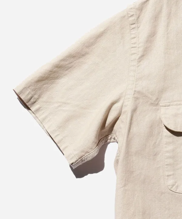 Open Collar Cotton Linen Panama Garment Dye - Sand