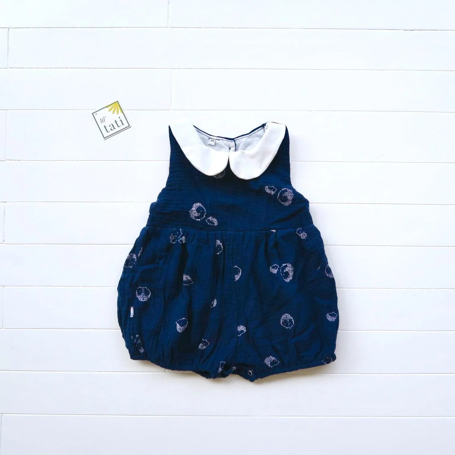 Orchid Playsuit - Collar in Navy Hedgehog Crepe