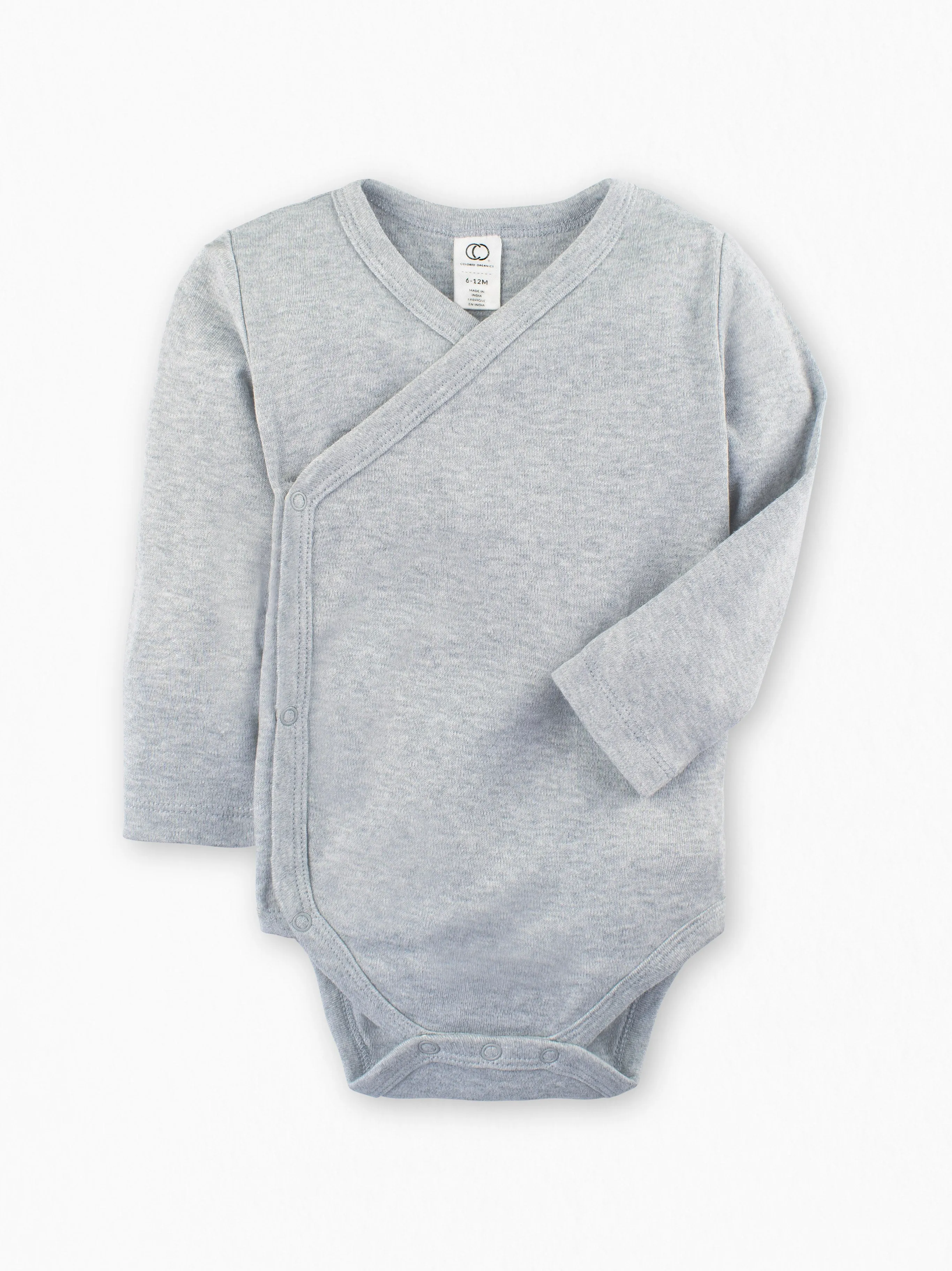 Organic Baby Kimono Bodysuit in Heather Grey