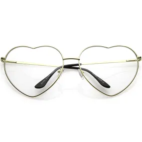 Oversize Women's Festival Heart Shape Clear Lens Glasses