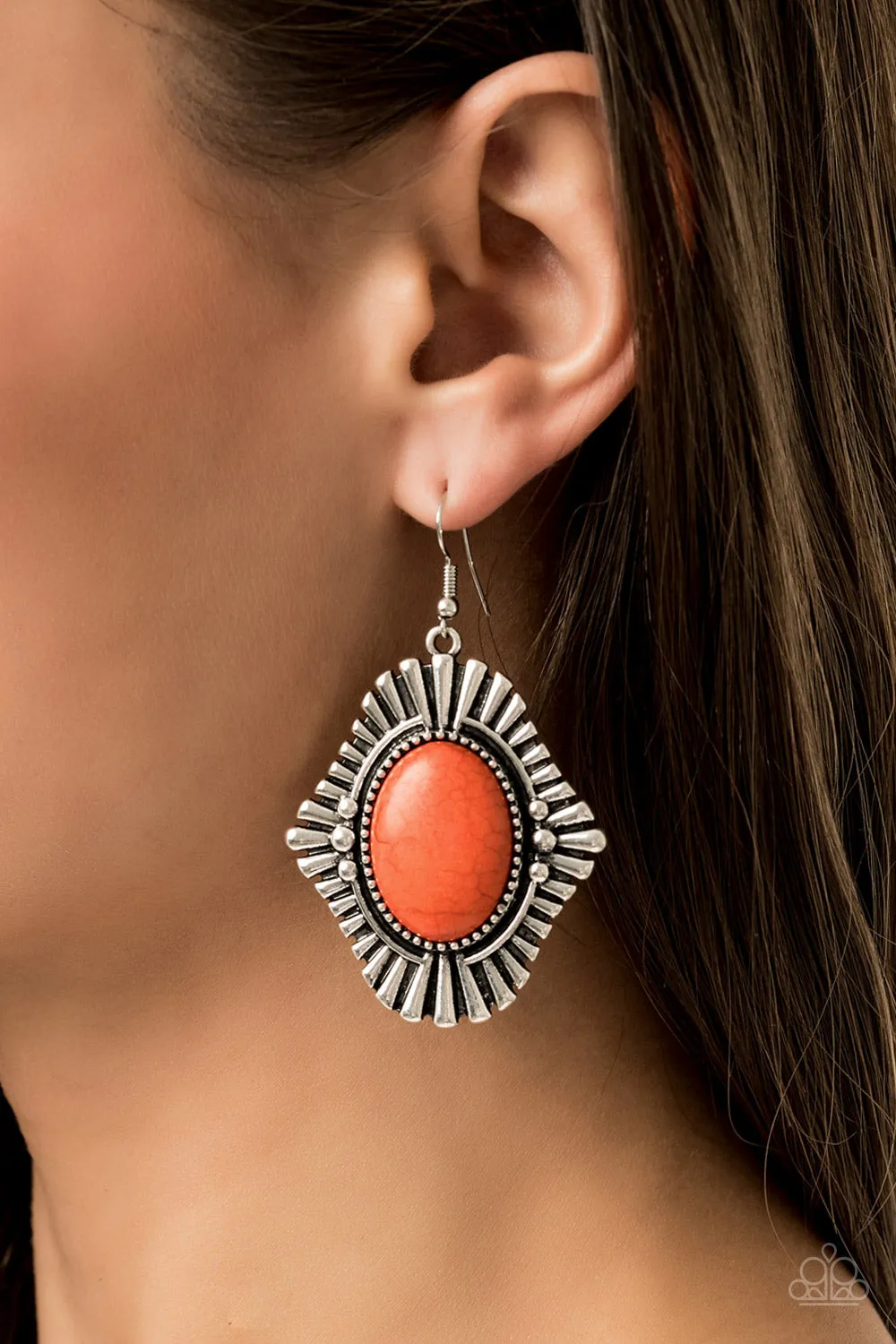 Paparazzi Easy As PIONEER- Orange Earrings