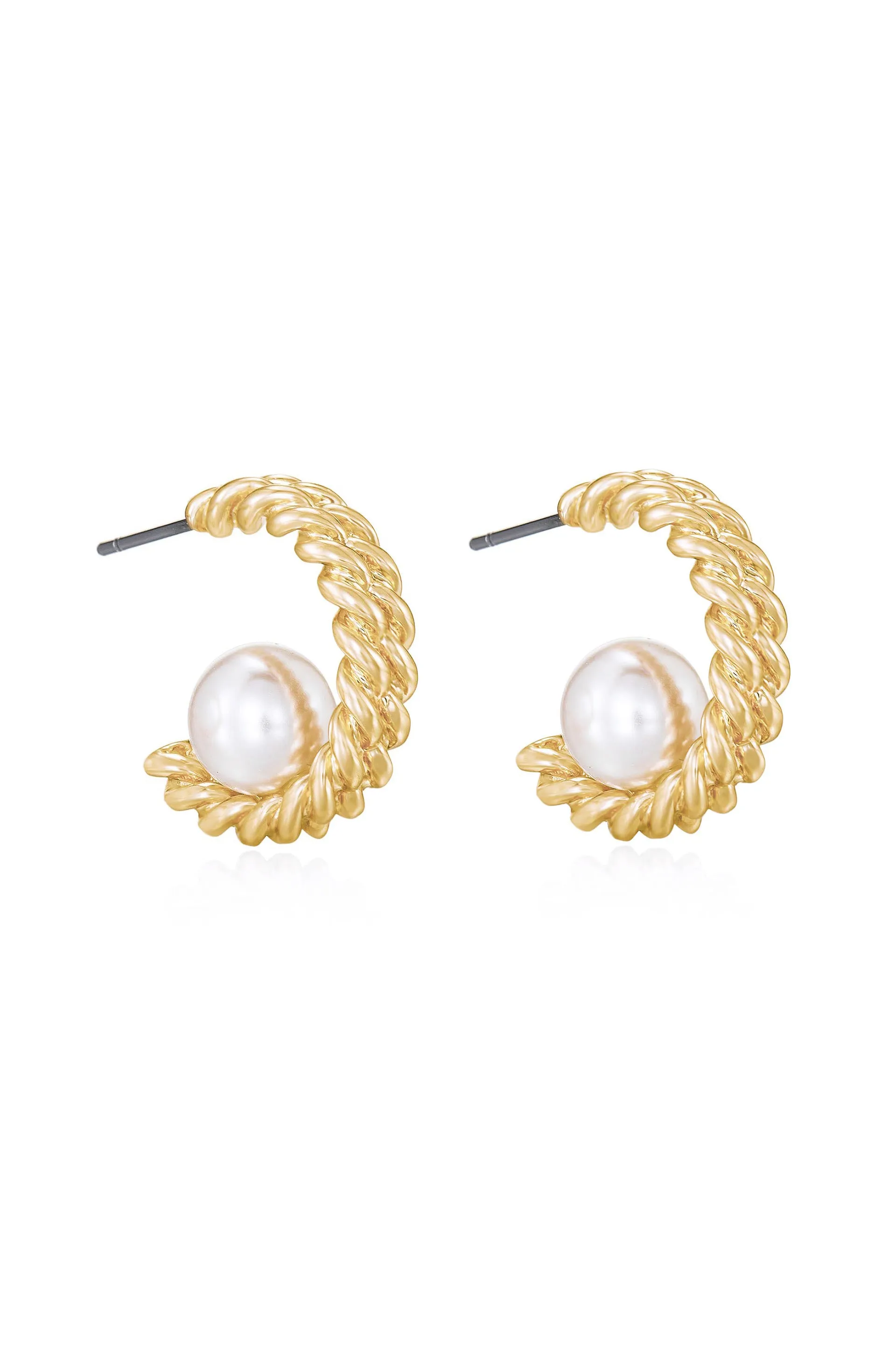 Pearls on a Swing Hoop Earrings