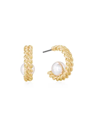 Pearls on a Swing Hoop Earrings