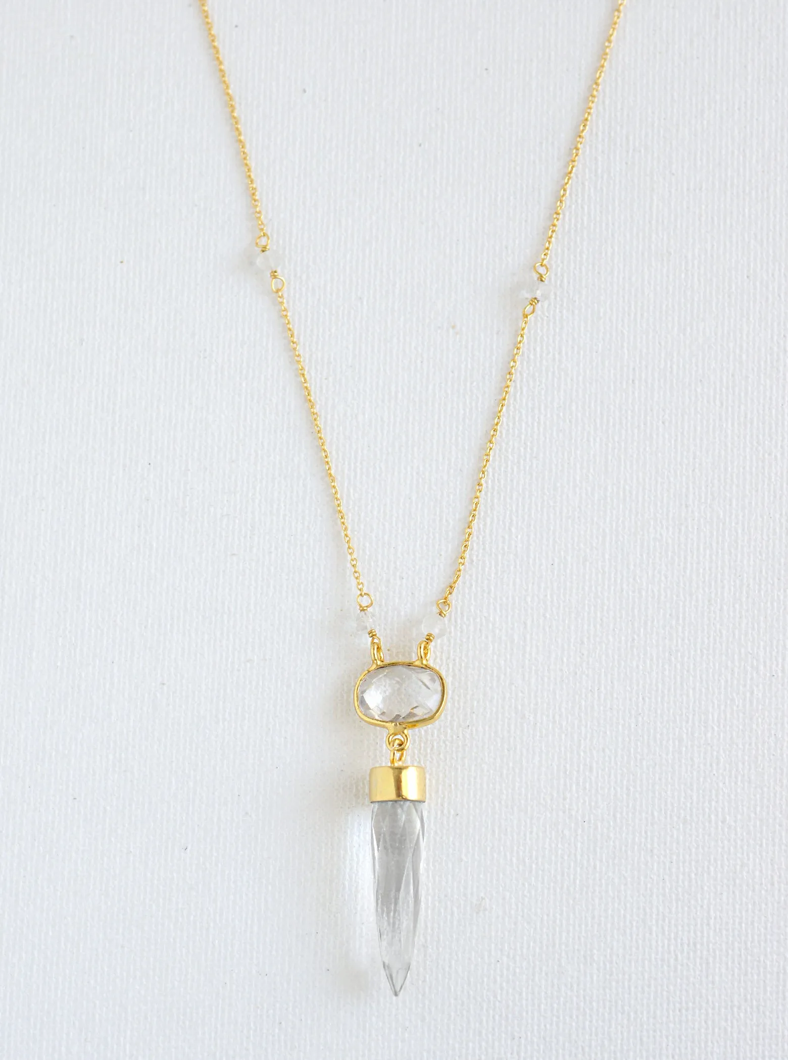 Pointy Cushion Gemstone Necklace