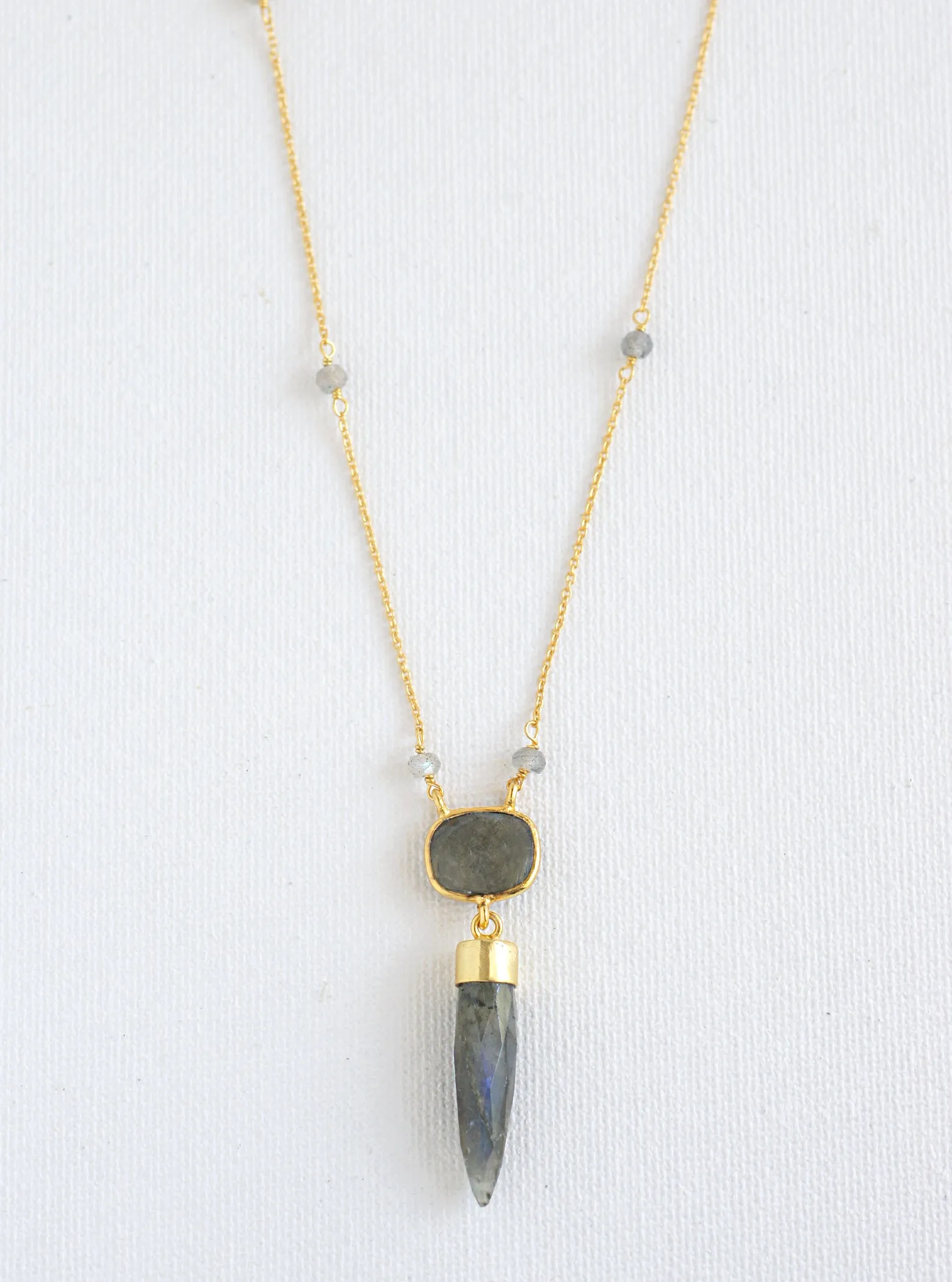 Pointy Cushion Gemstone Necklace