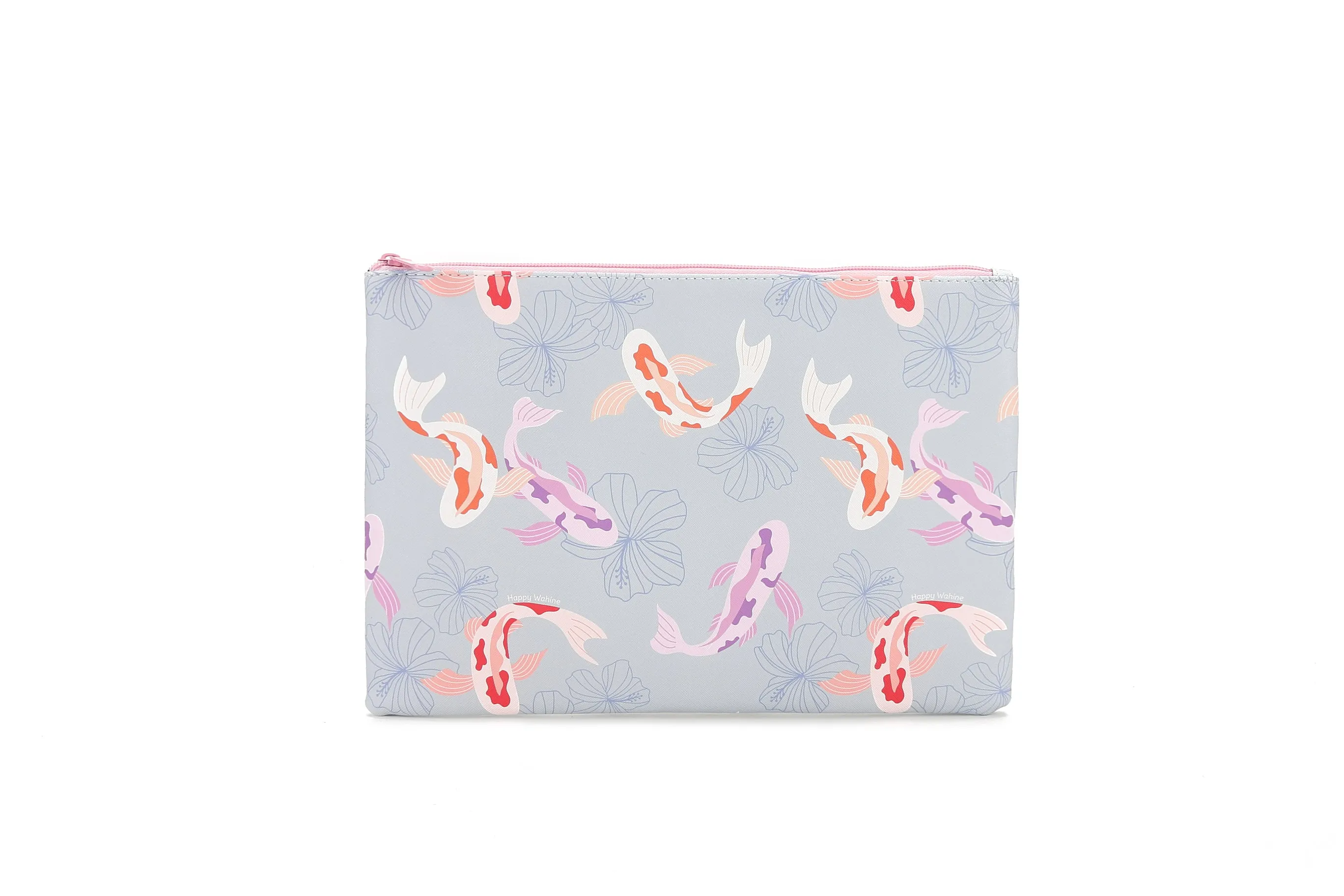 Pouch Zip Large Koi Grey