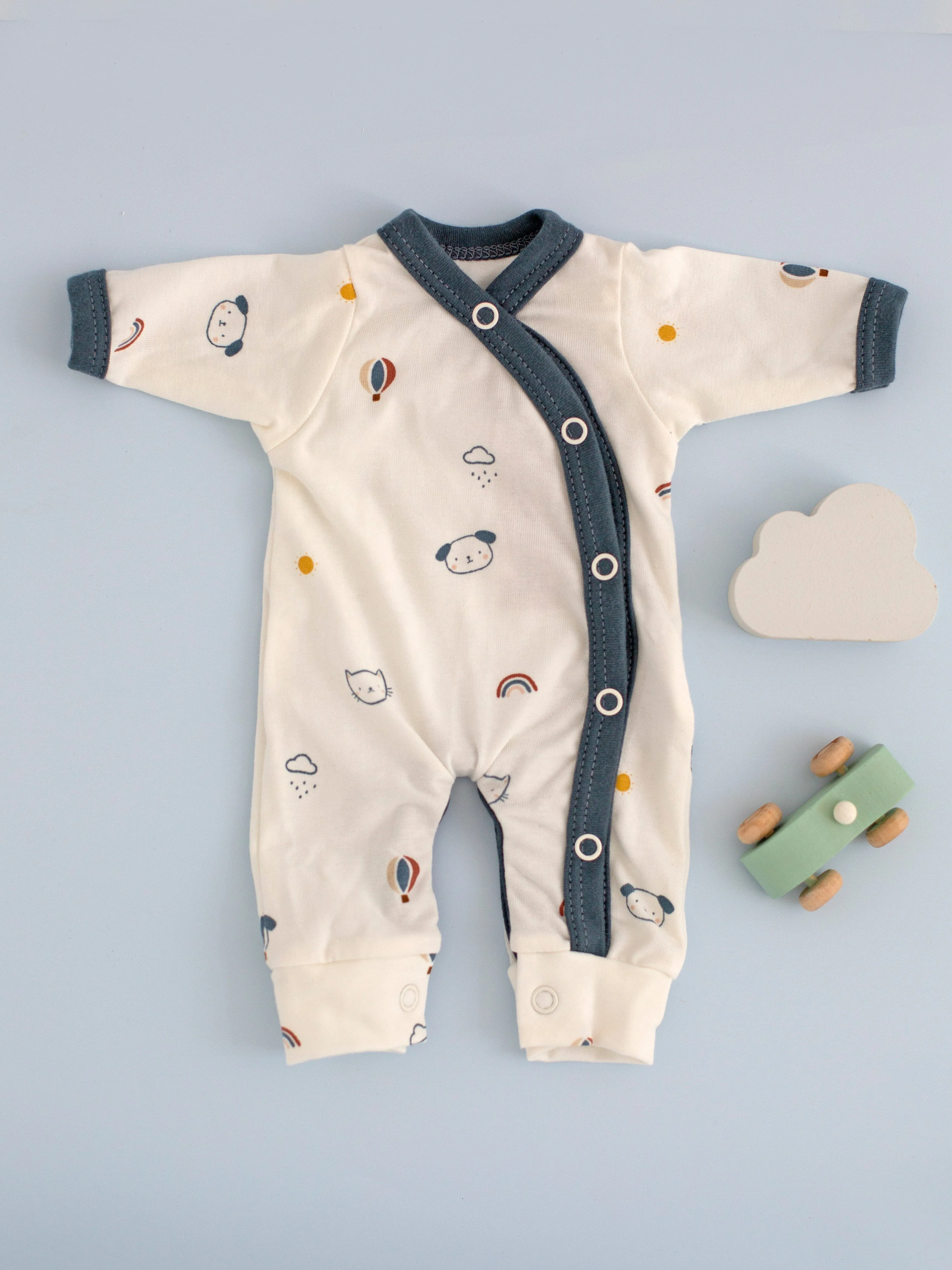 Prem Baby Sleepsuit, Pet Pals - Blue