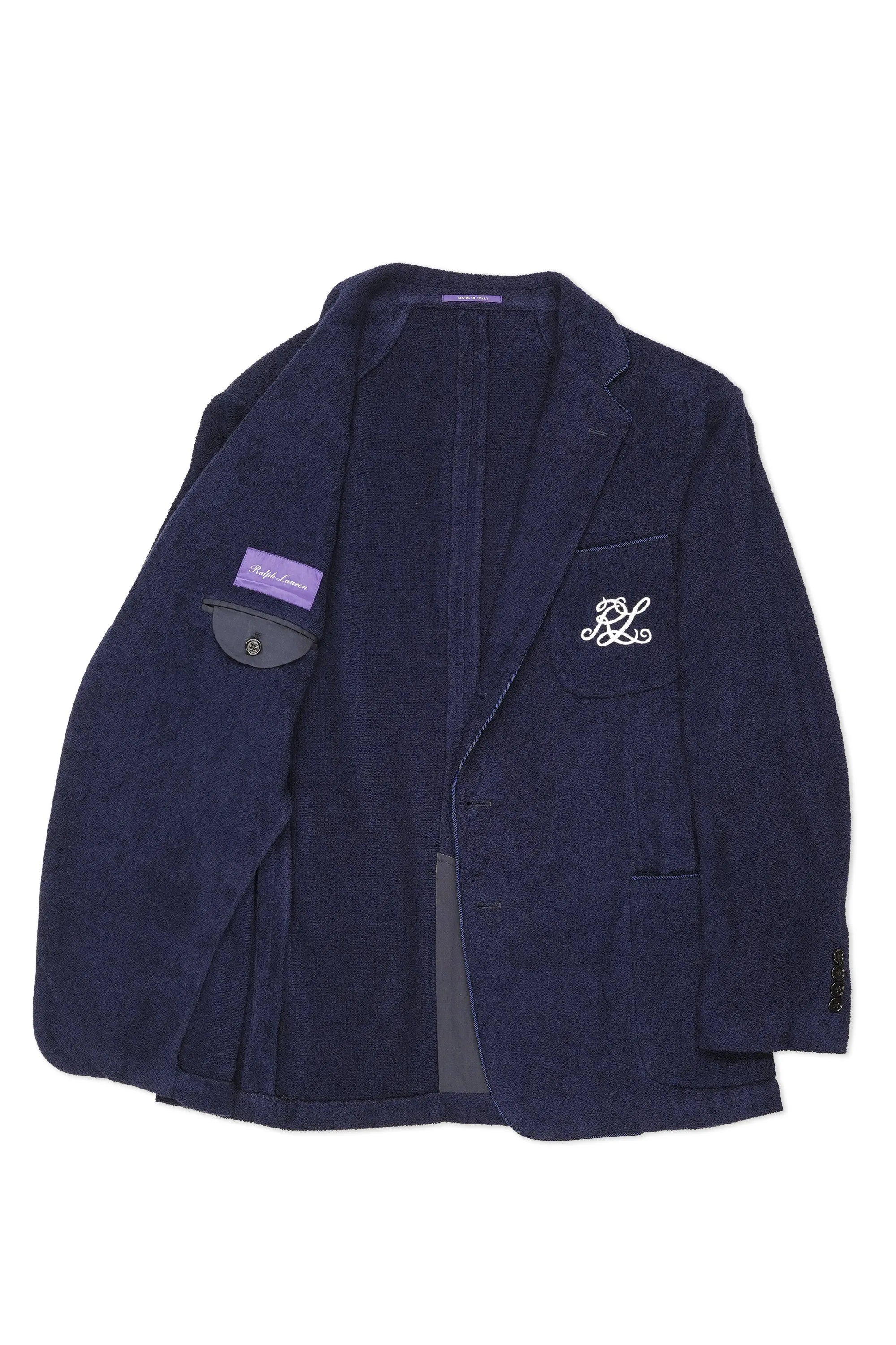 Ralph Lauren Purple Label Navy Cotton Terry Sport Coat