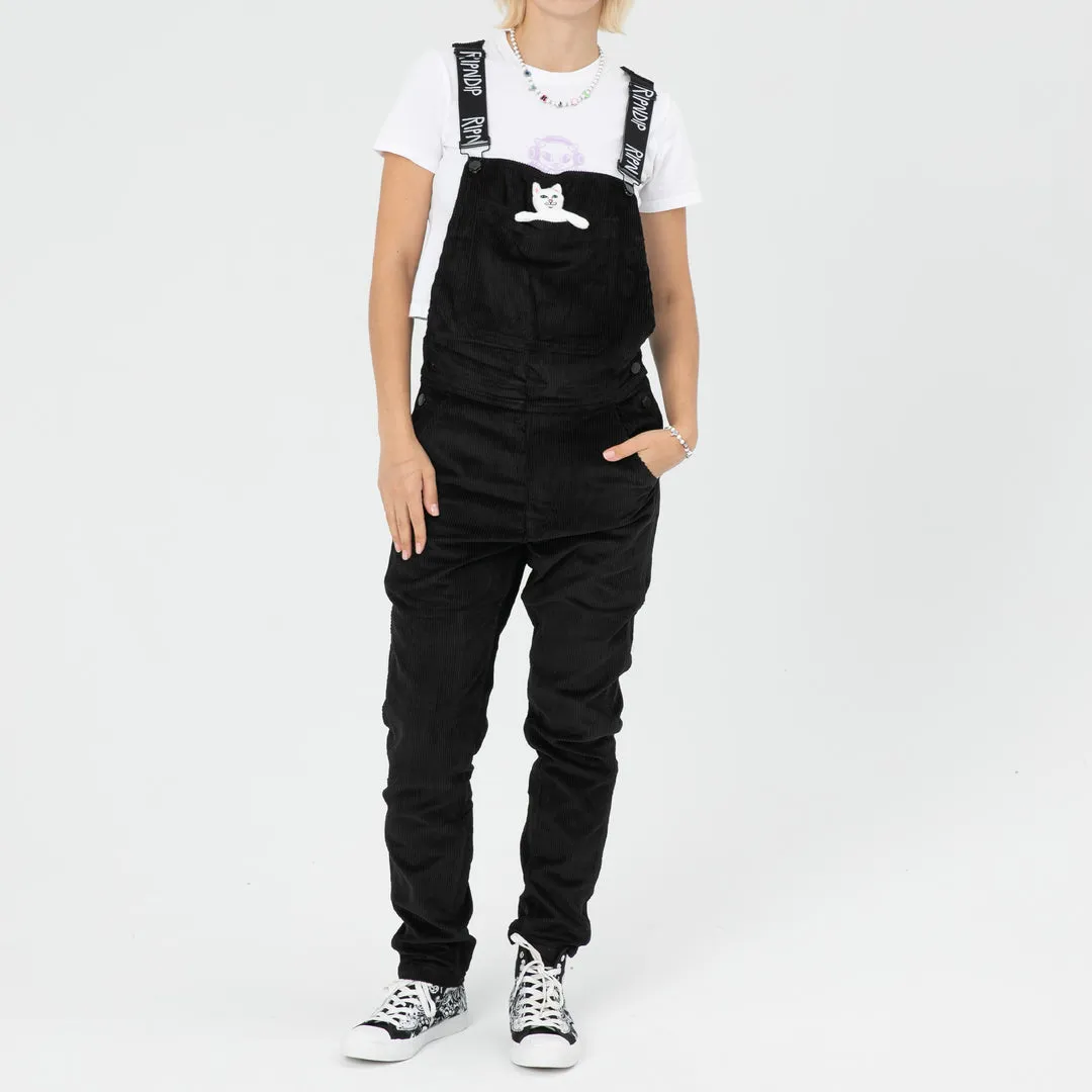 RIPNDIP NERMY BUDDY CORDUROY OVERALLS-BLACK