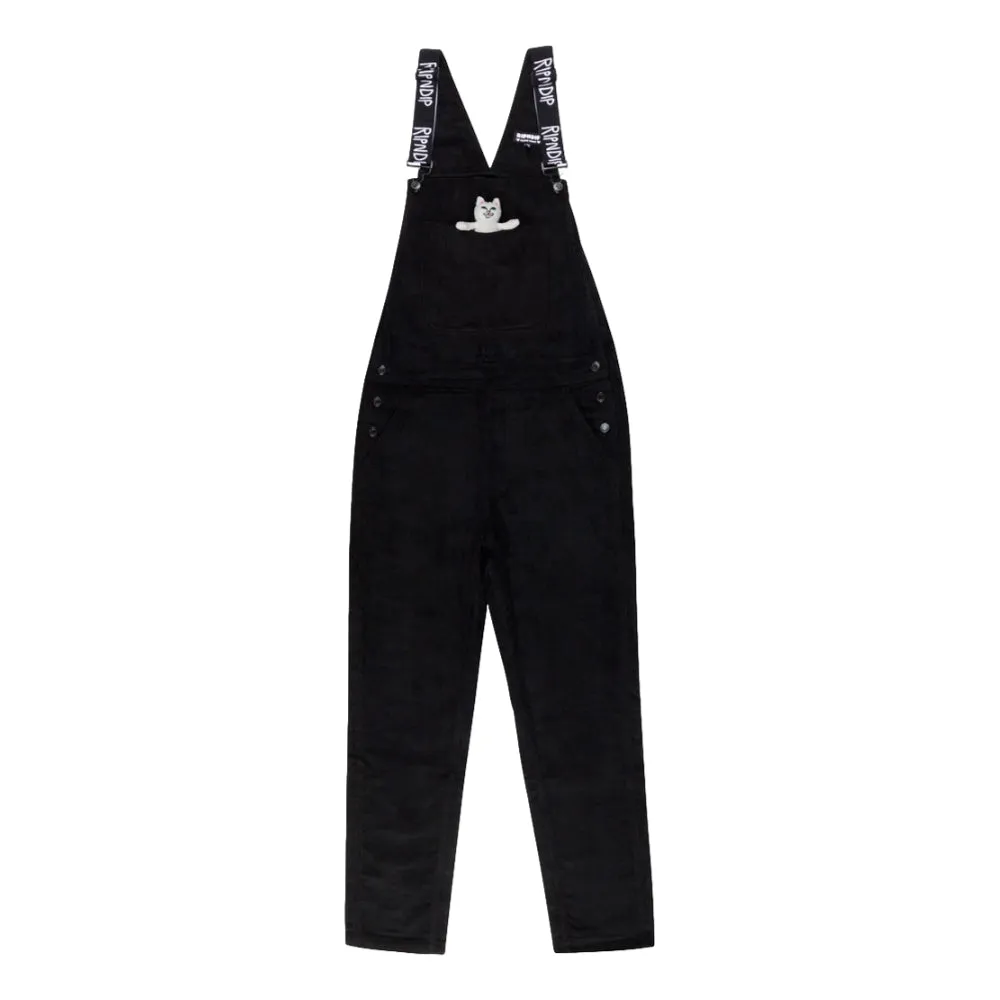 RIPNDIP NERMY BUDDY CORDUROY OVERALLS-BLACK