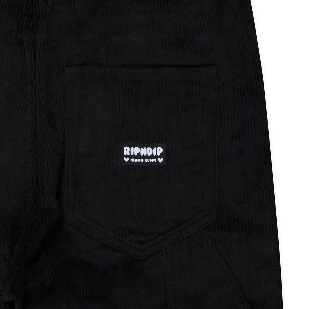 RIPNDIP NERMY BUDDY CORDUROY OVERALLS-BLACK