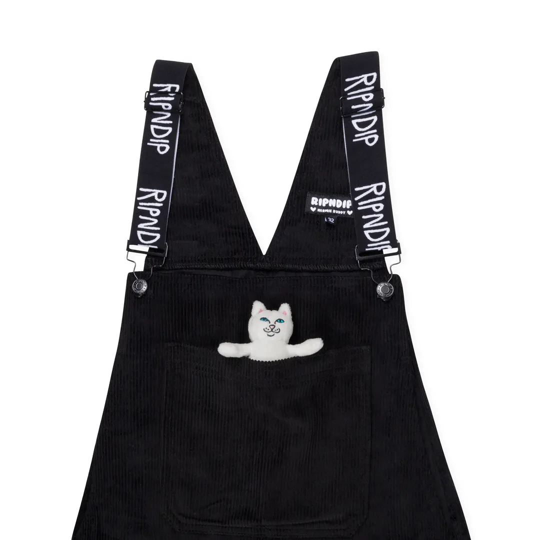 RIPNDIP NERMY BUDDY CORDUROY OVERALLS-BLACK