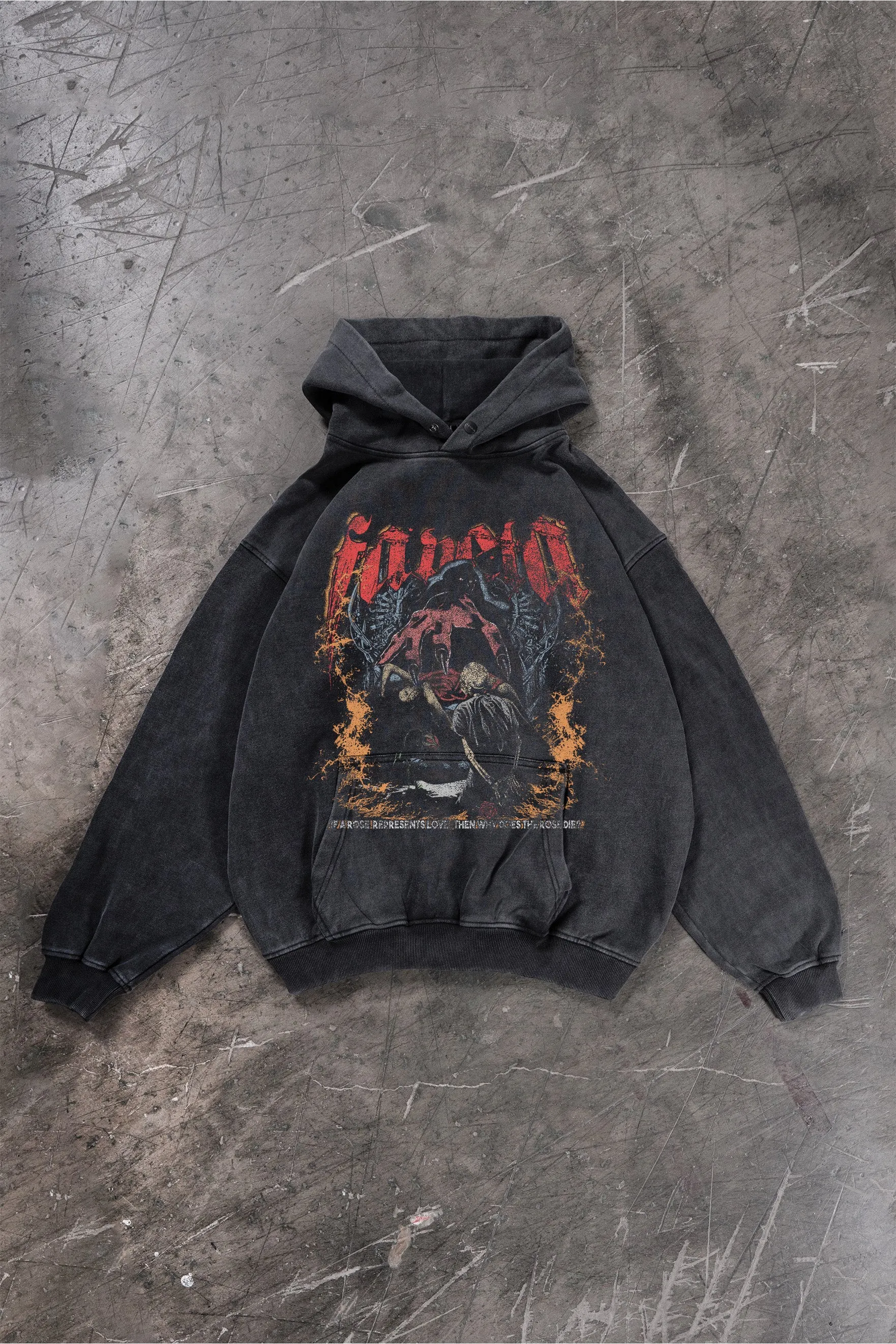 ROSE BLACK WASHED HOODIE