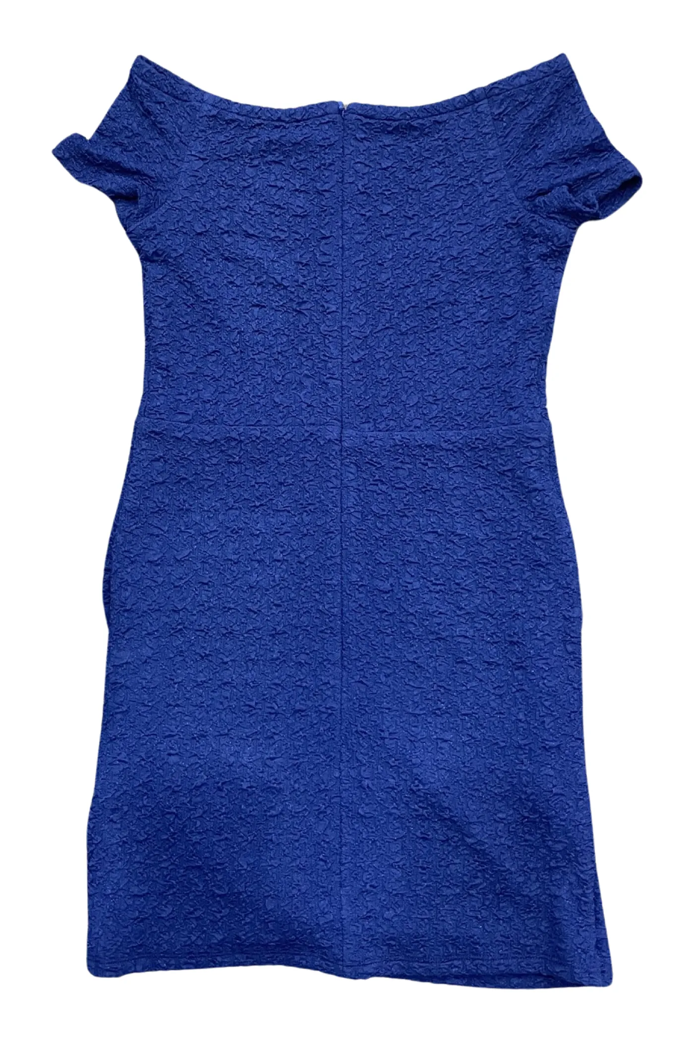 Royal Blue Textured Off Shoulder Dress