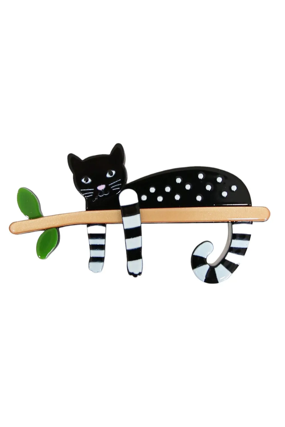 SIA BROOCH BLACK CAT ON A BRANCH