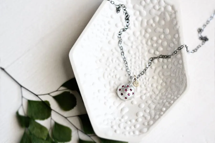 Silver   Gold Pebble Ruby Necklace