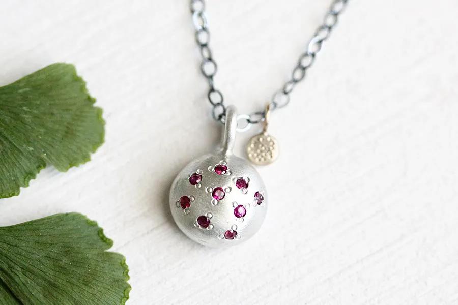 Silver   Gold Pebble Ruby Necklace