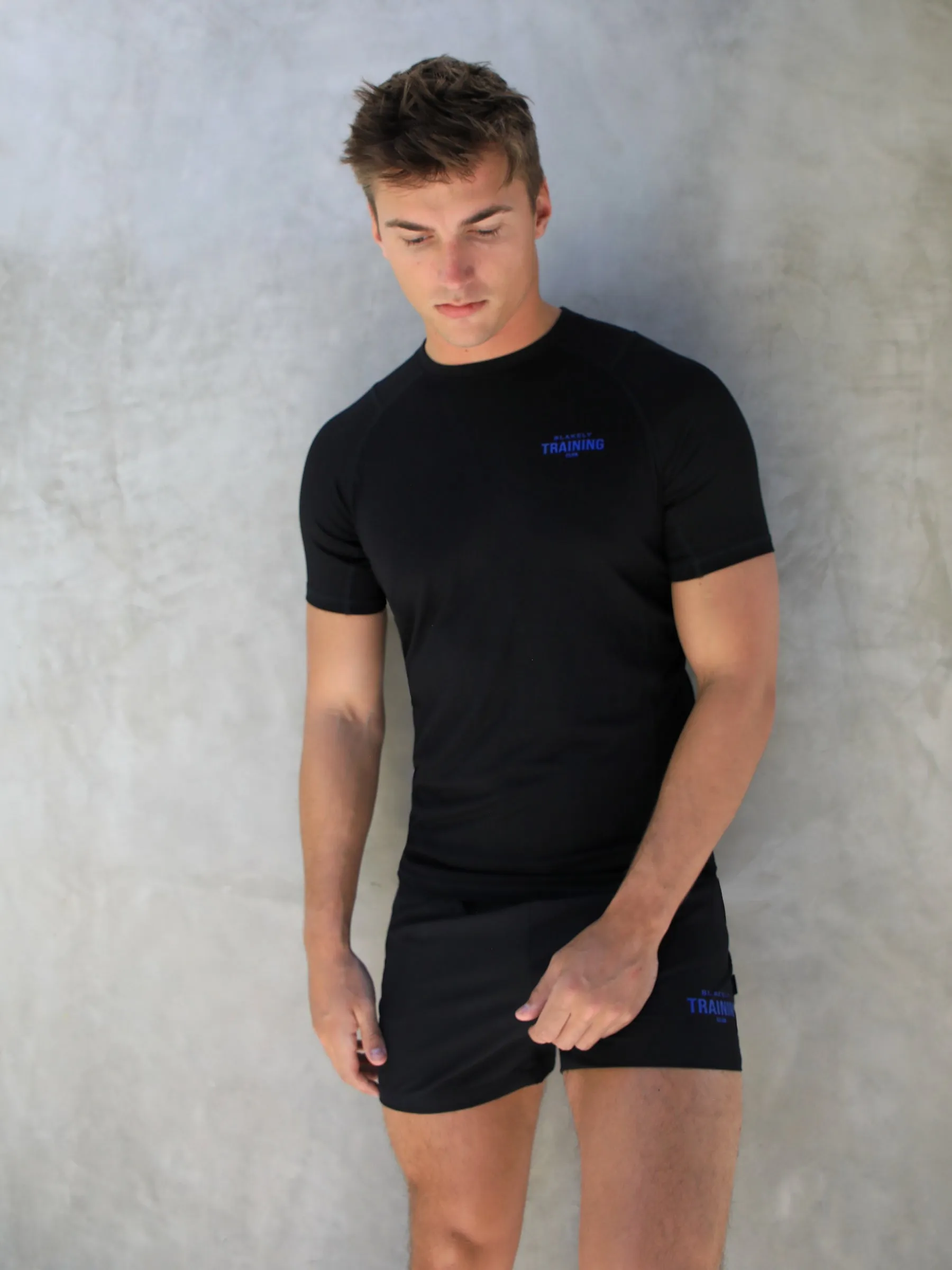 Slim Training T-Shirt - Black & Blue