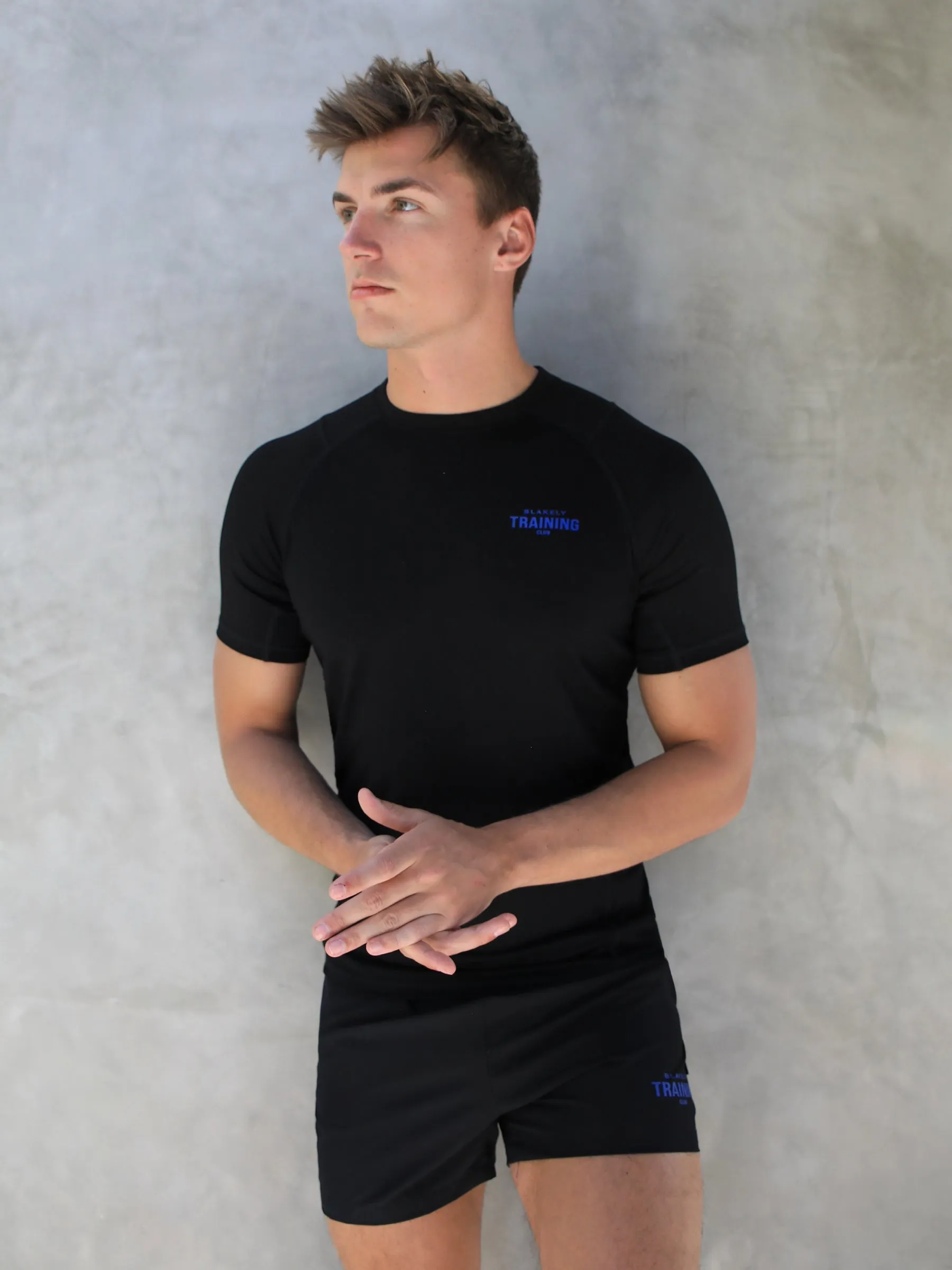 Slim Training T-Shirt - Black & Blue