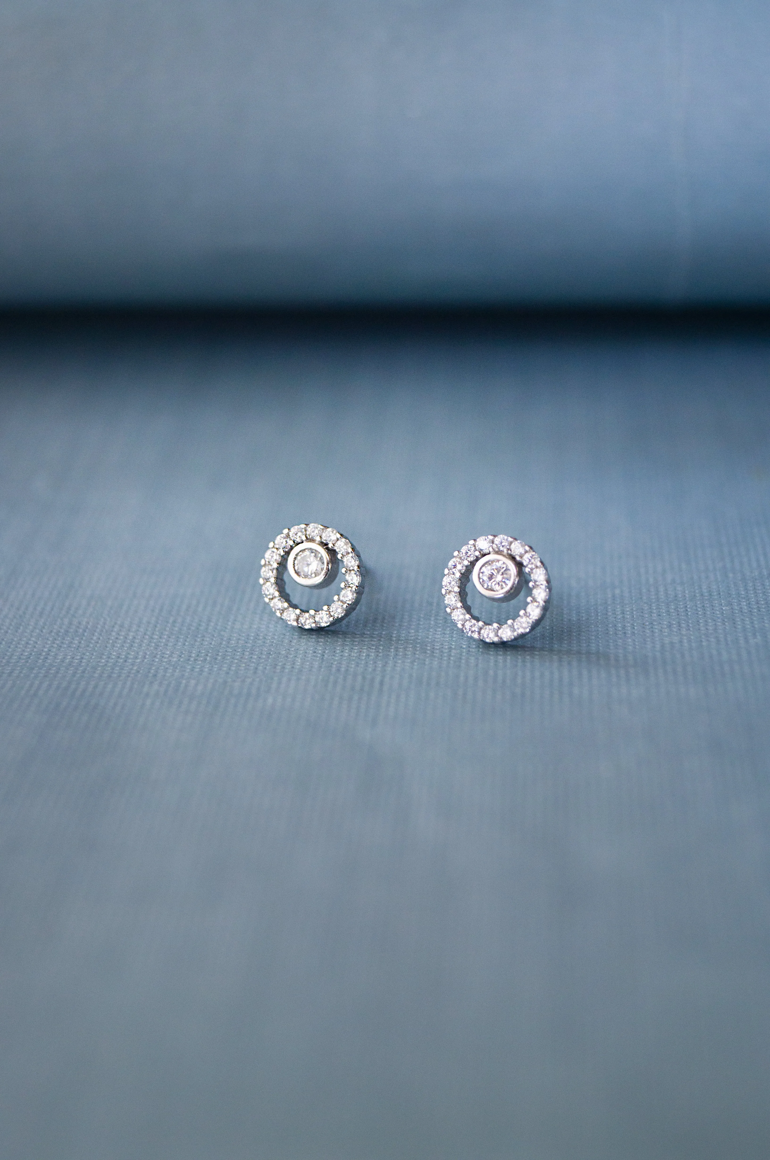 Solitaire In A Circle Sterling Silver Earrings