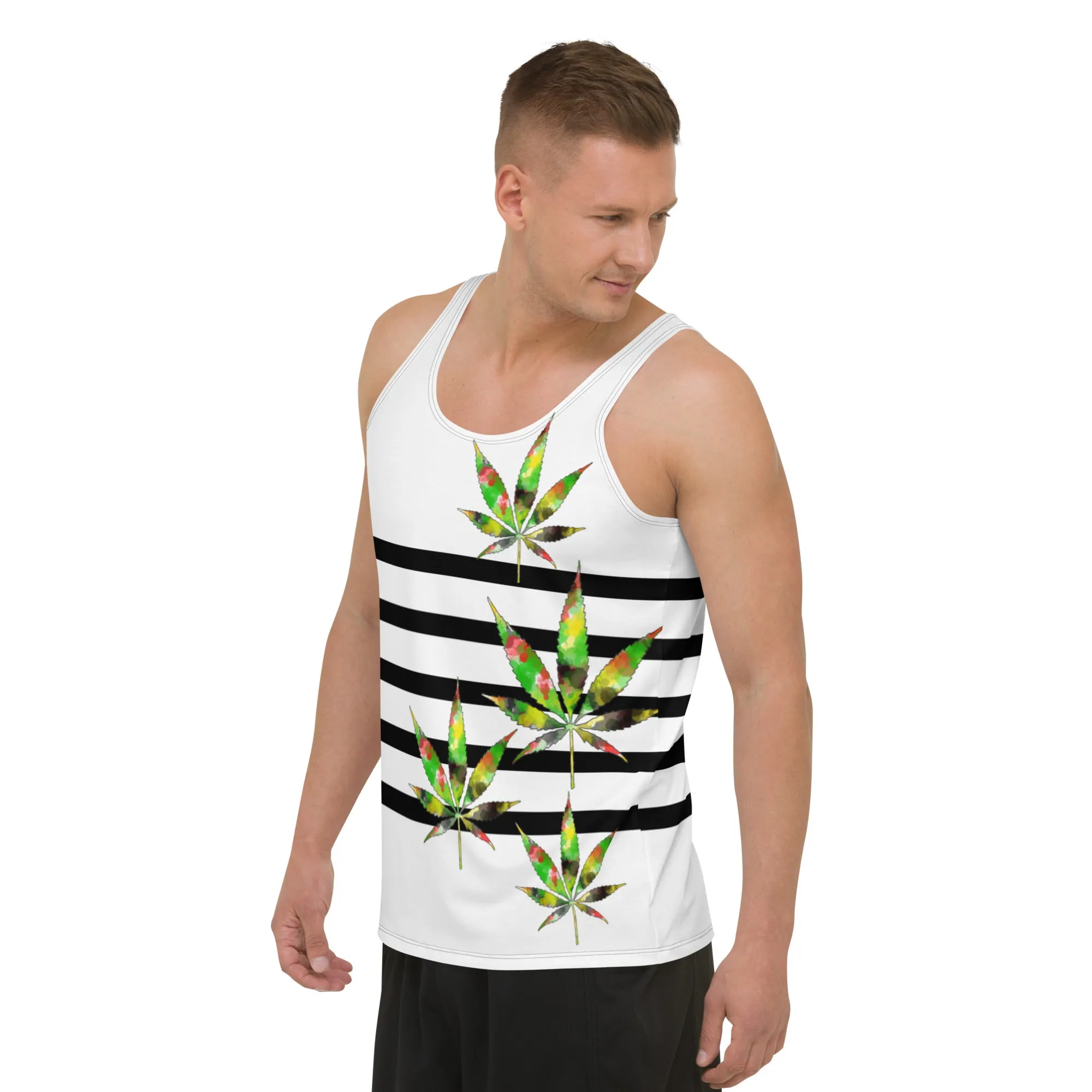 Splash leaf  Stipe Tank Top