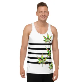 Splash leaf  Stipe Tank Top