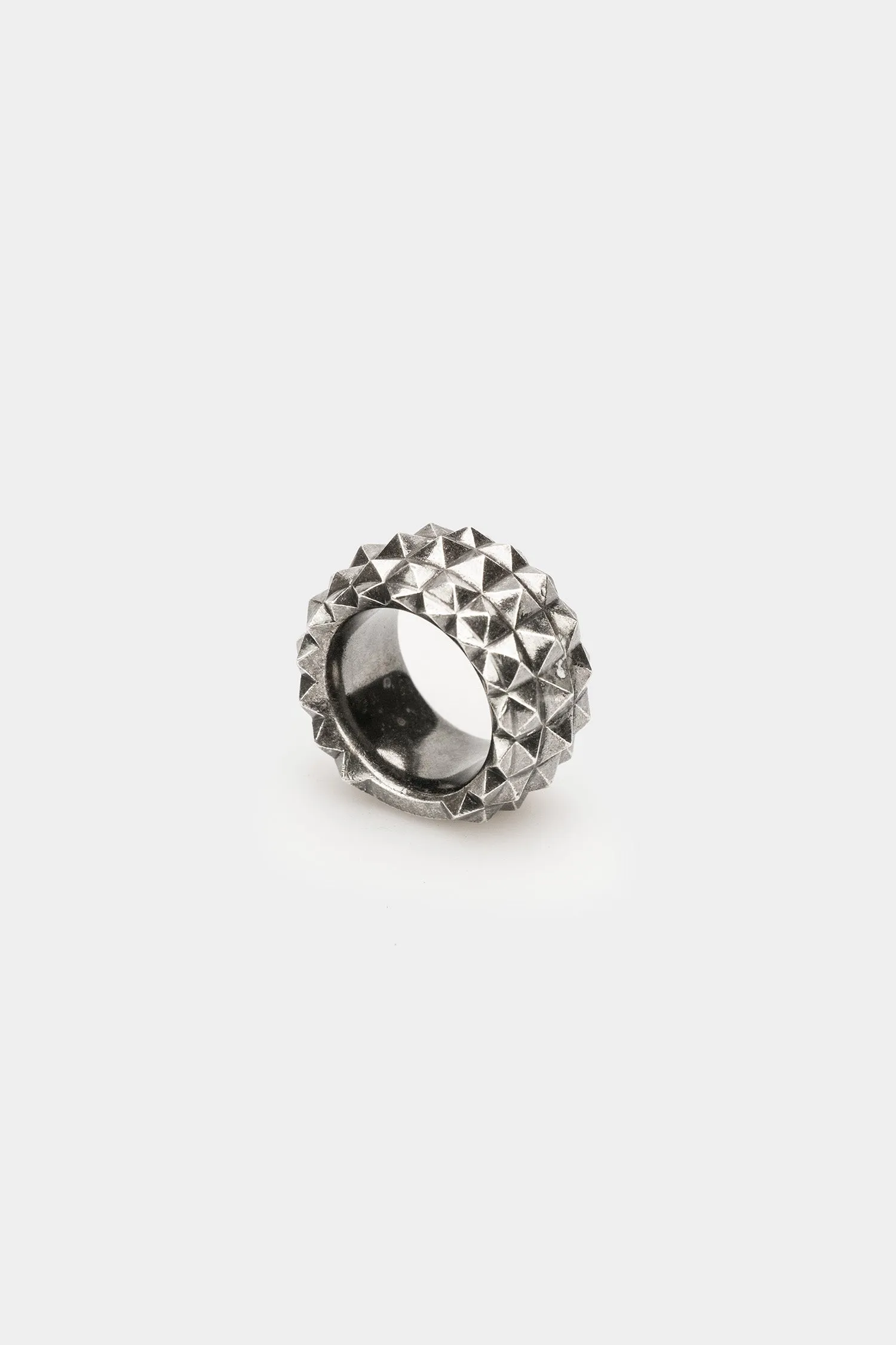 Studded silver band ring