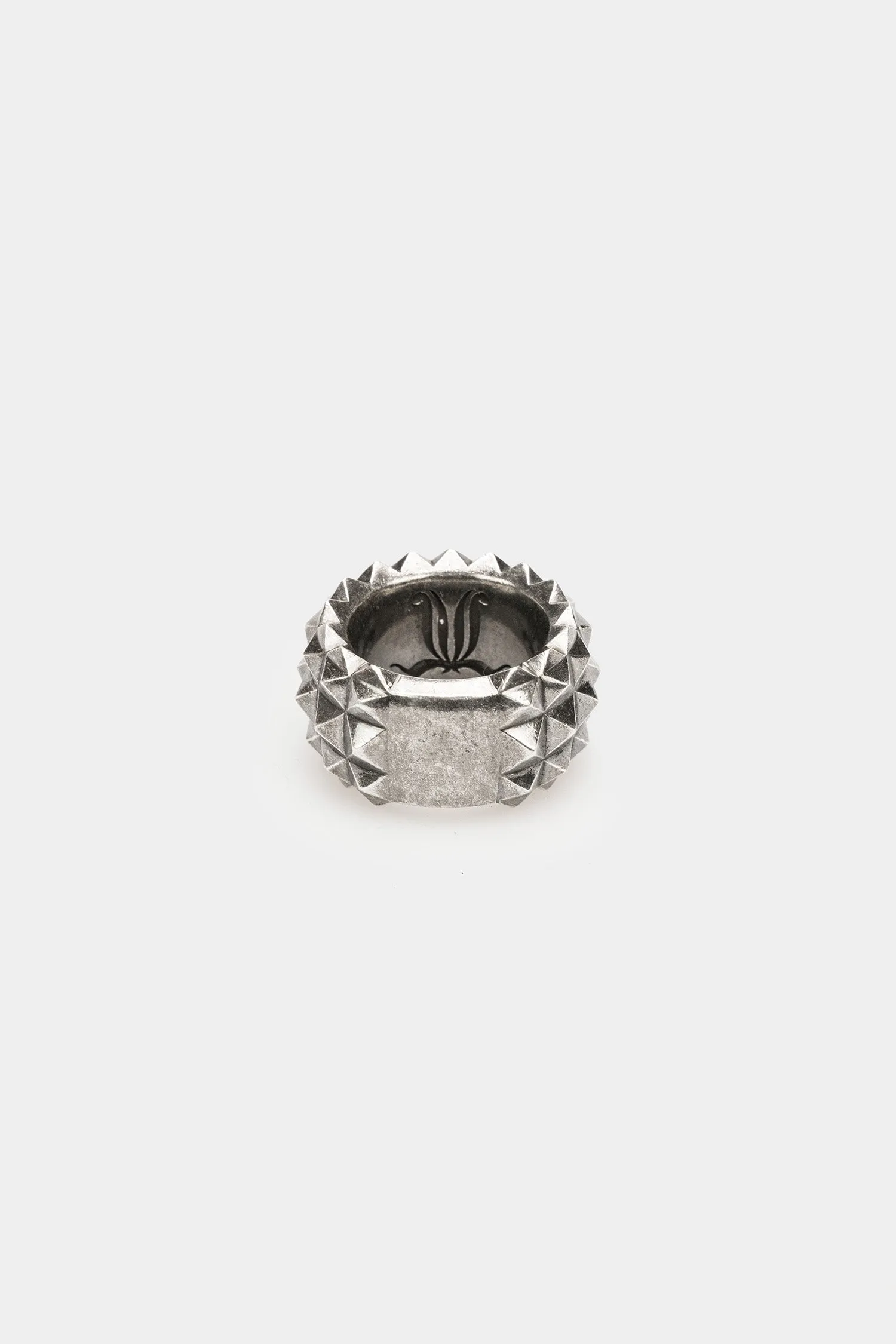 Studded silver band ring