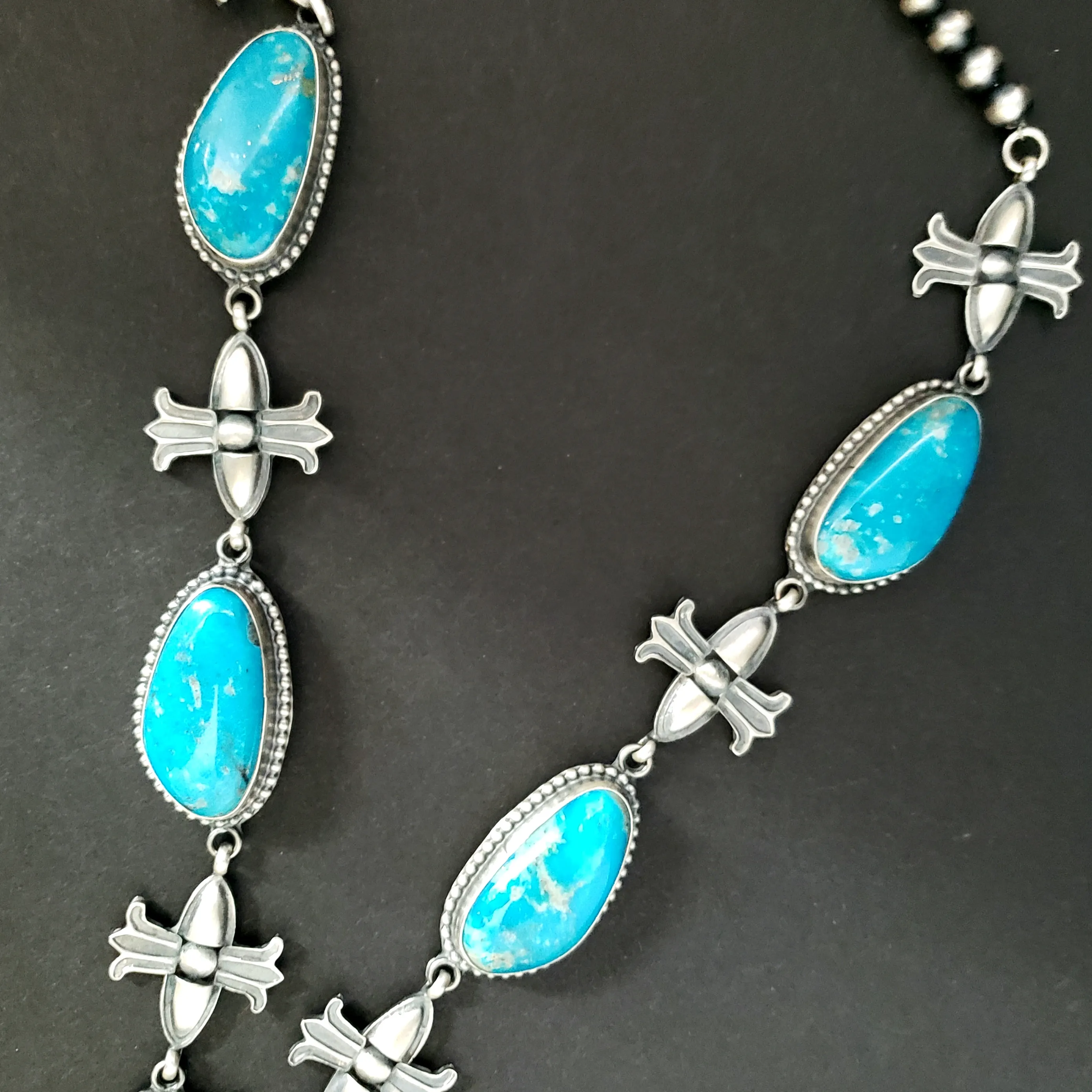 Stunning Handmade Turquoise & Silver Necklace - 20.5