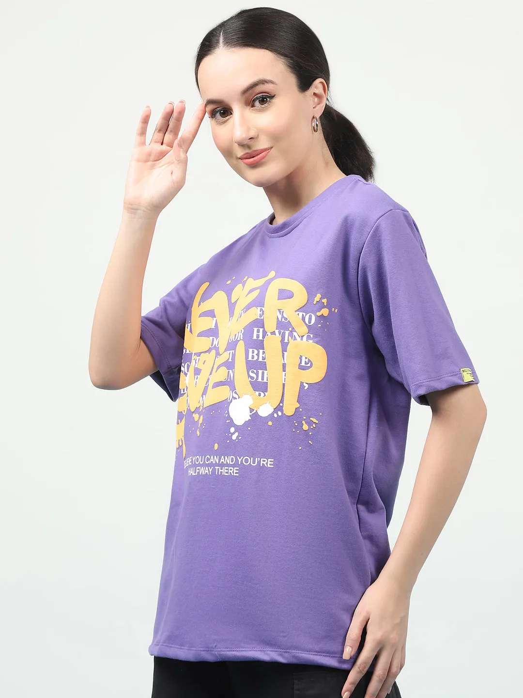 Stylish Terry Oversized T-Shirt with Puff Print Graphics