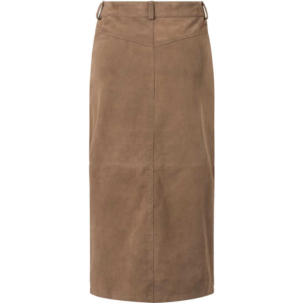 Suede pencil skirt in nice and soft quality / 50586 - Mud