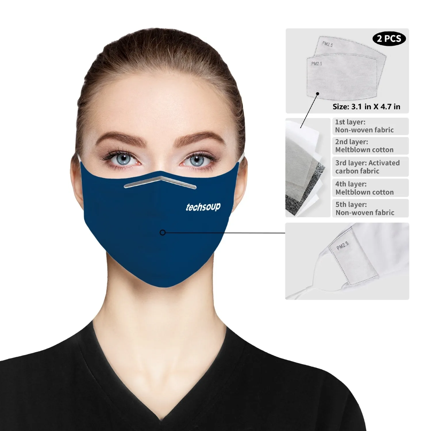 TechSoup Blue Face Mask with  extra filters (FREE SHIPPING)