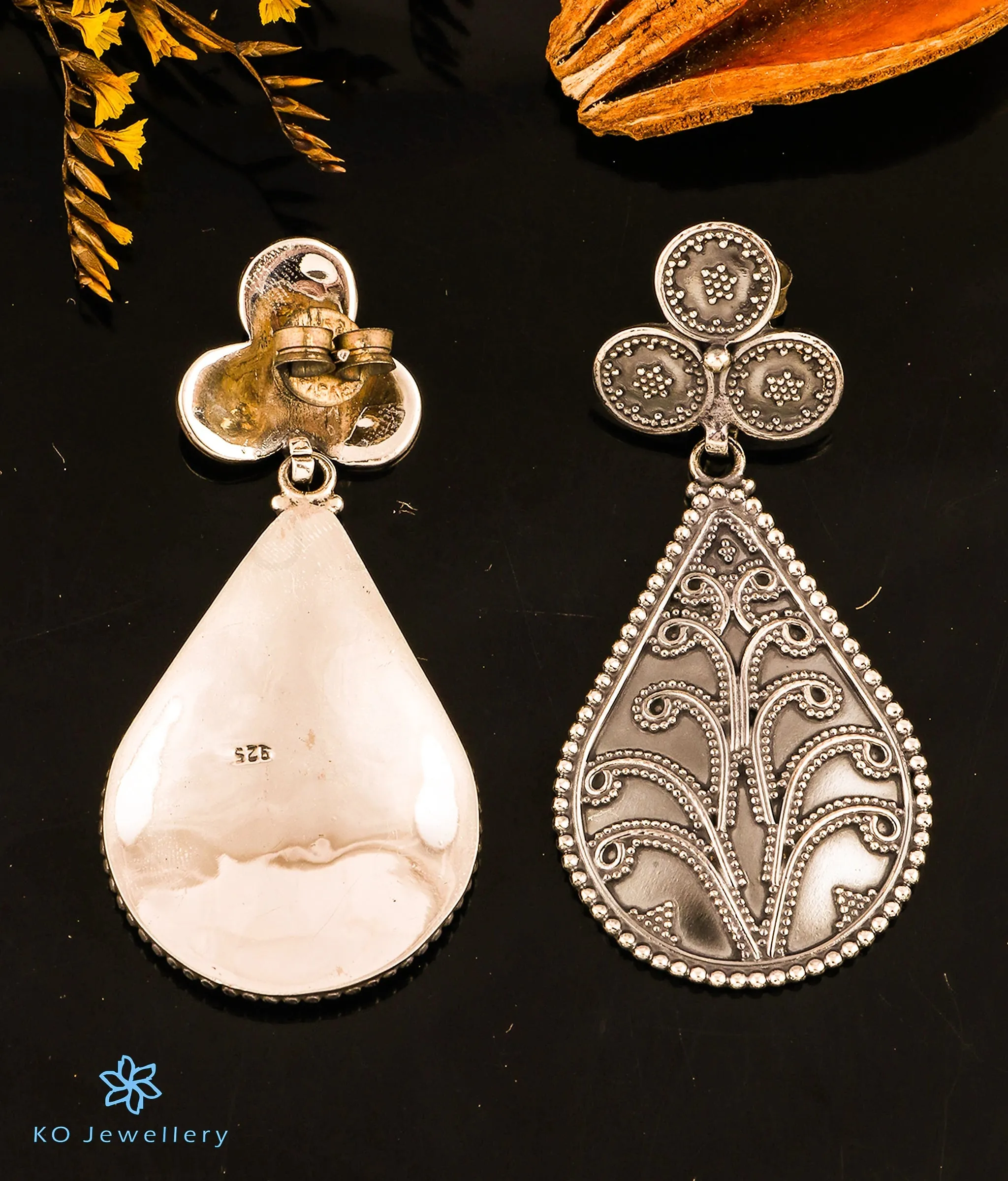 The Manyata Silver Antique Earrings