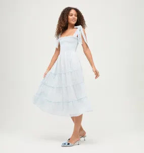 The Ribbon Ellie Nap Dress - Powder Blue Baroque Shell Georgette