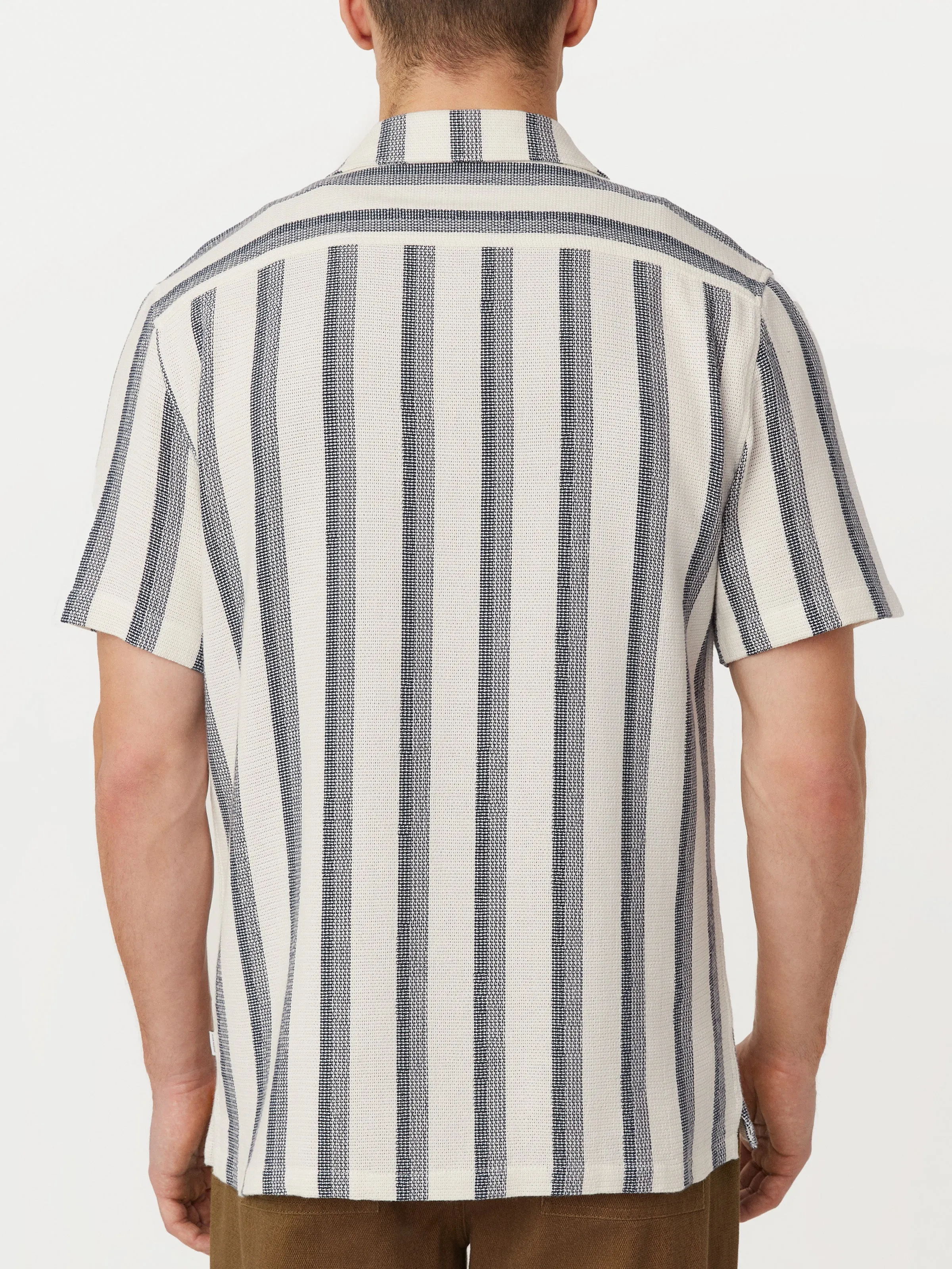 The Striped Short Sleeve Overshirt in Cloud