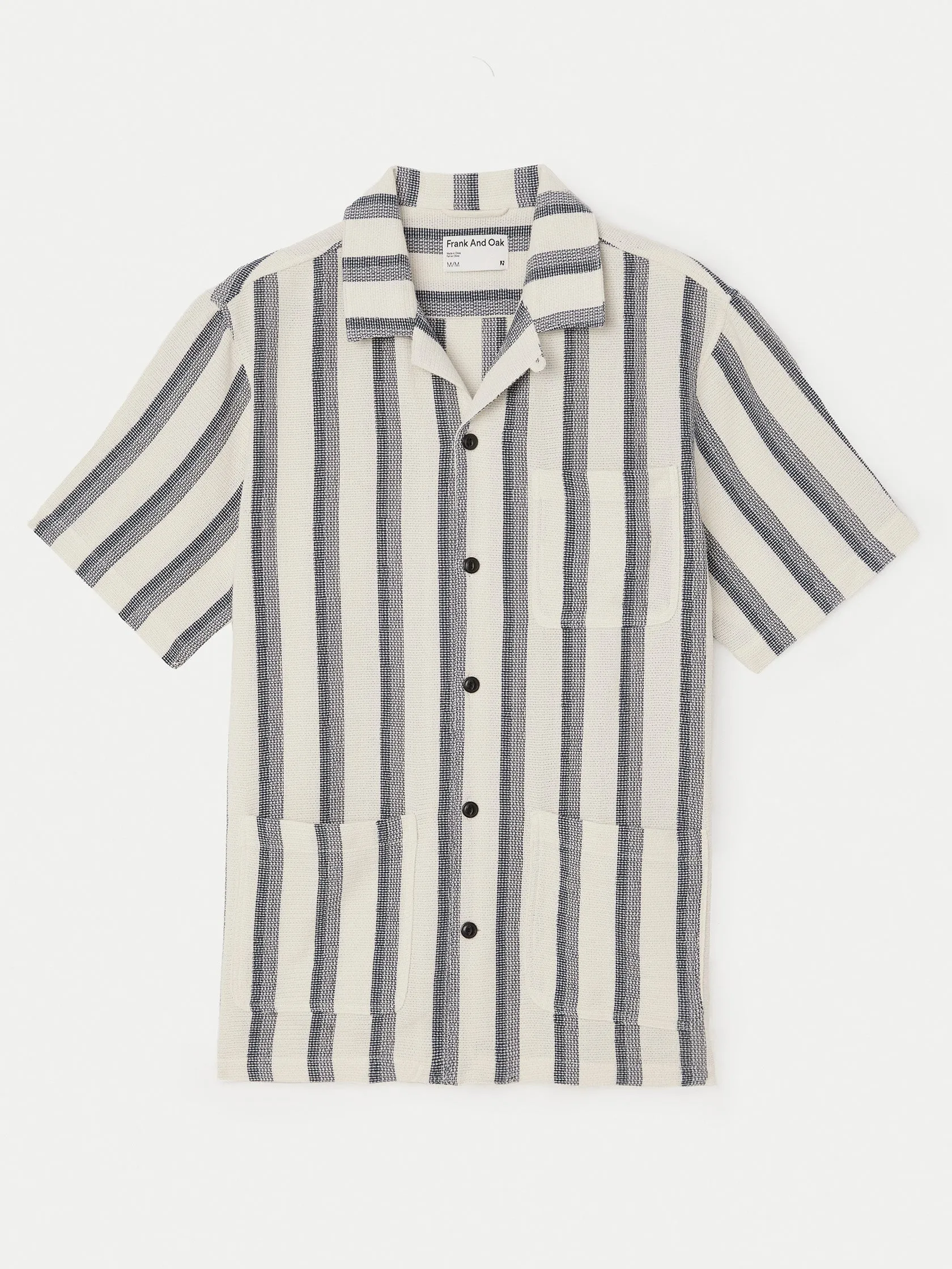 The Striped Short Sleeve Overshirt in Cloud