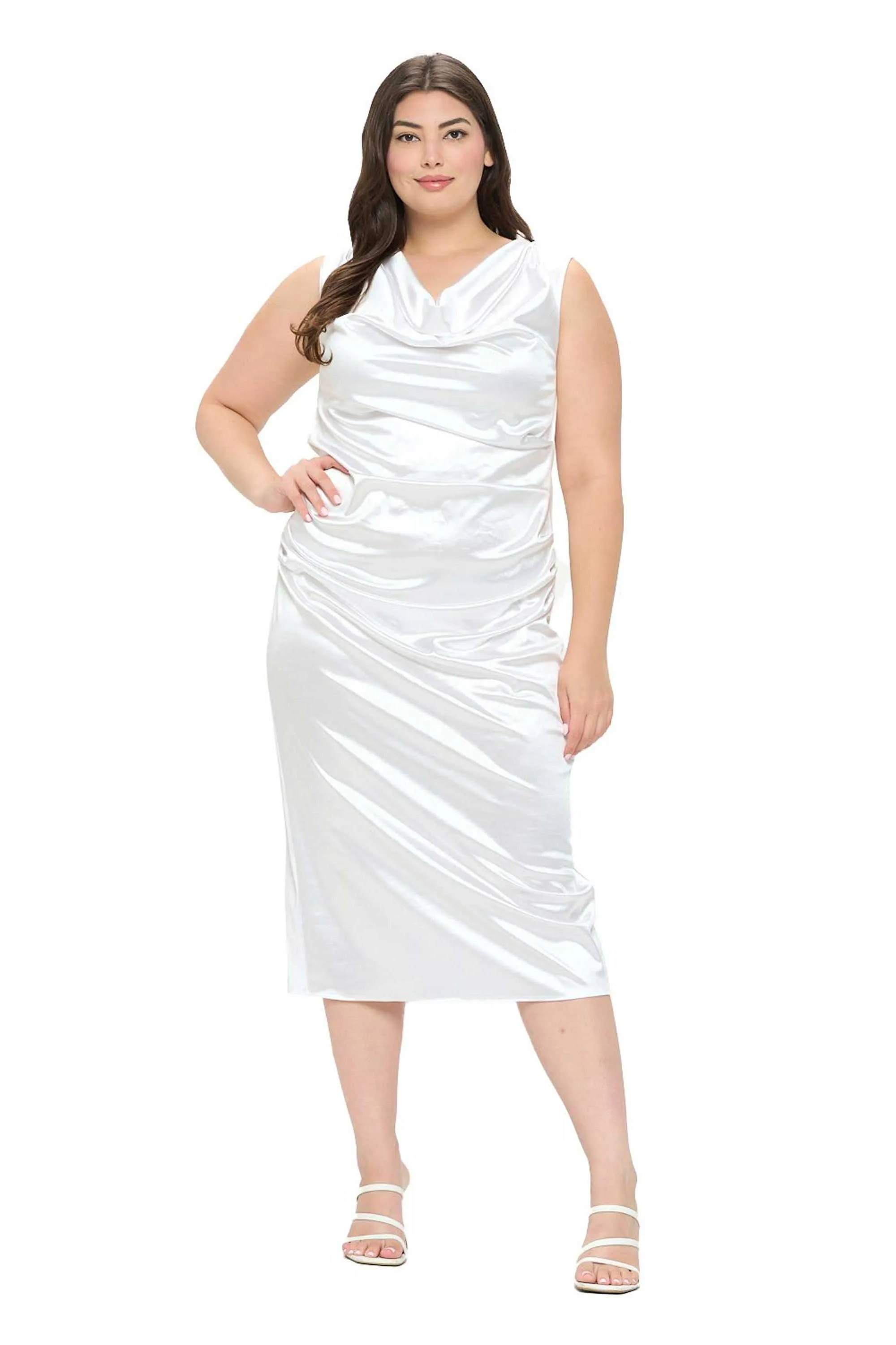 Topanga Satin Stretch Cowl Dress