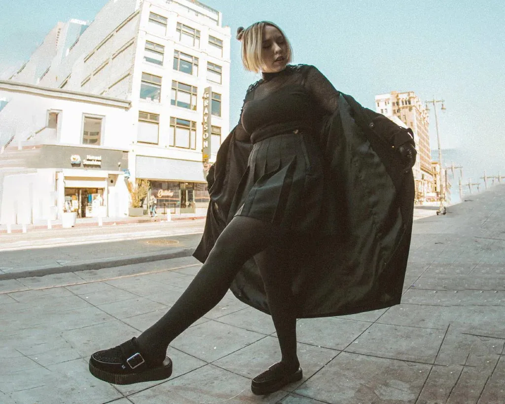 TUK-V3178L Black Suede Creeper Mule