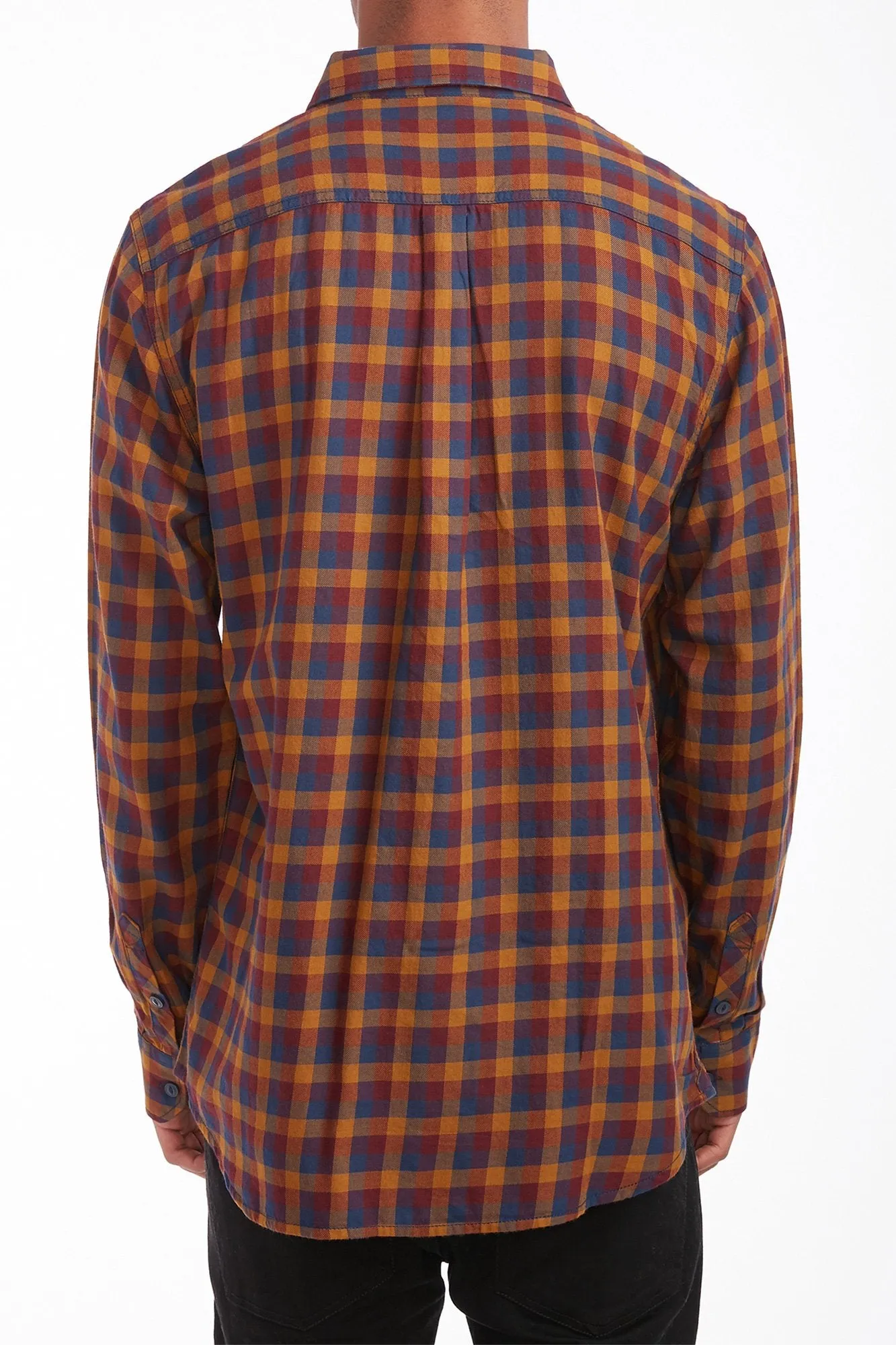 Vans Guys Blue/Red Alameda II Long Sleeve Button-Up Shirt