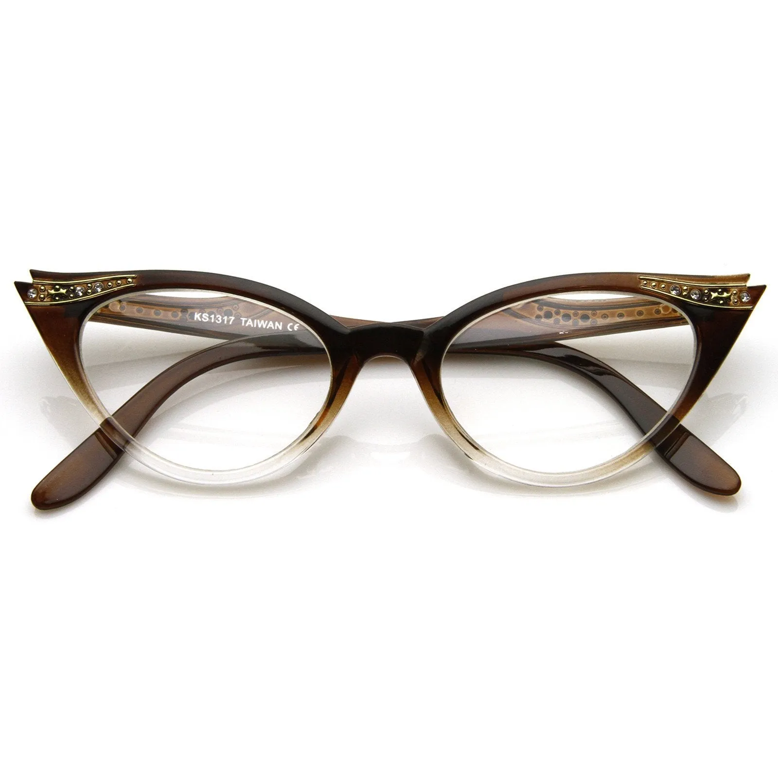 Vintage 1950's Womens Cat Eye Clear Lens Glasses