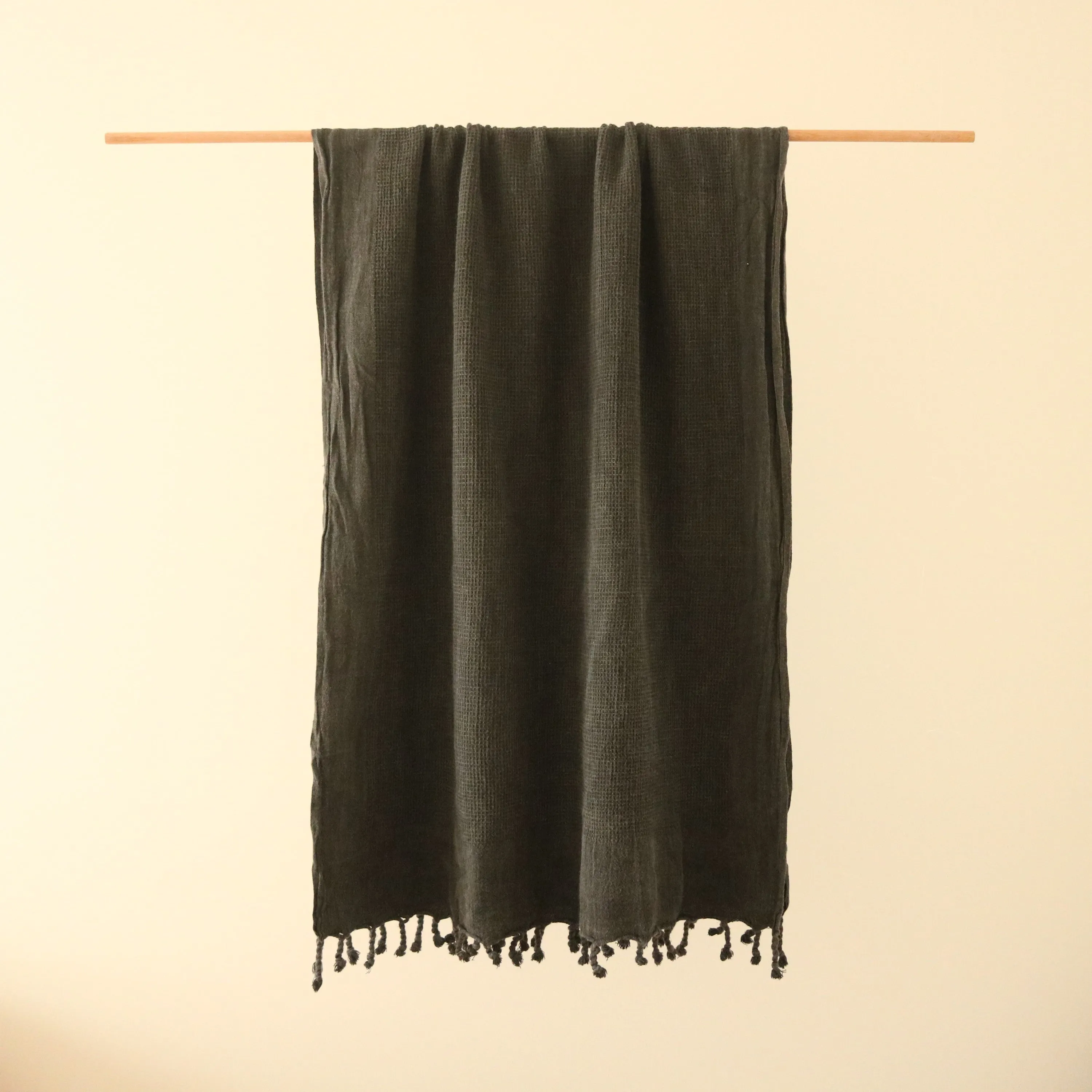 Waffle-weave Turkish Towel Black