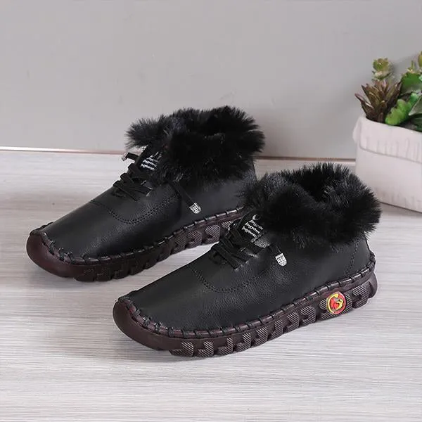 Women's Casual Flat Plush Soft-Soled Cotton Shoes 27914327S