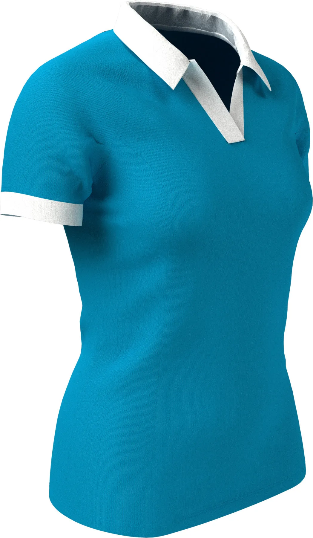 Women's V-Placket Colourblock Polo Top In Vivid Blue