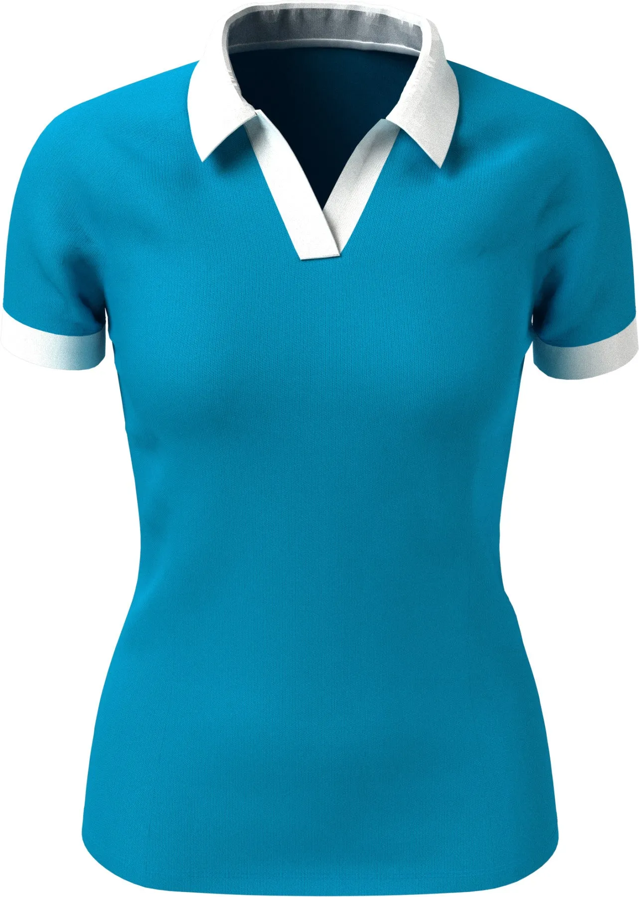 Women's V-Placket Colourblock Polo Top In Vivid Blue