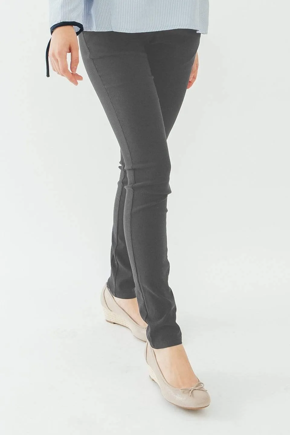 Woven Cathy High Waist Maternity Pants Grey