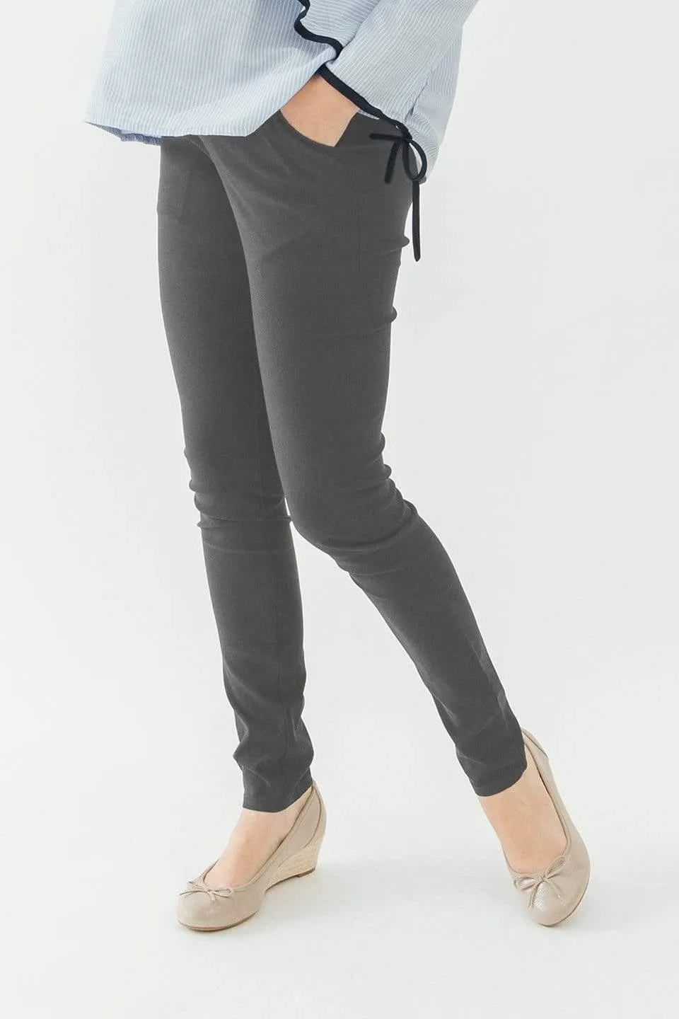 Woven Cathy High Waist Maternity Pants Grey